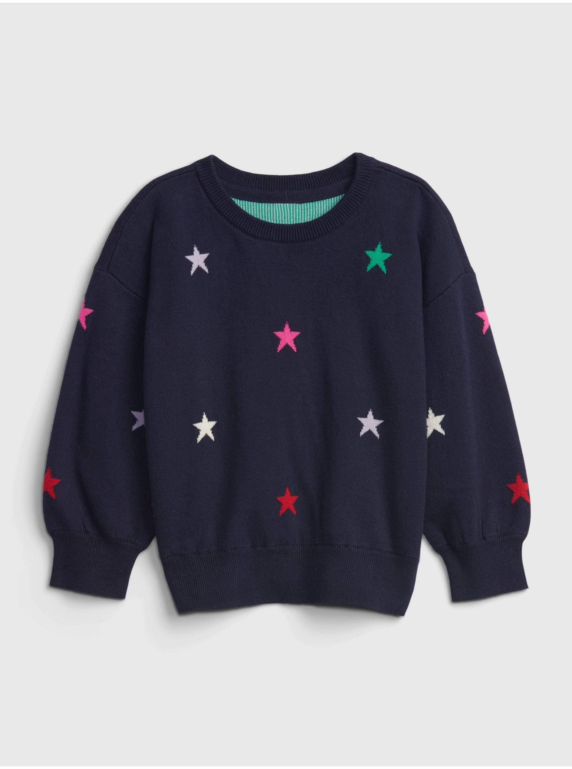 Lacno Modrý dievčenský sveter s hviezdičkami GAP