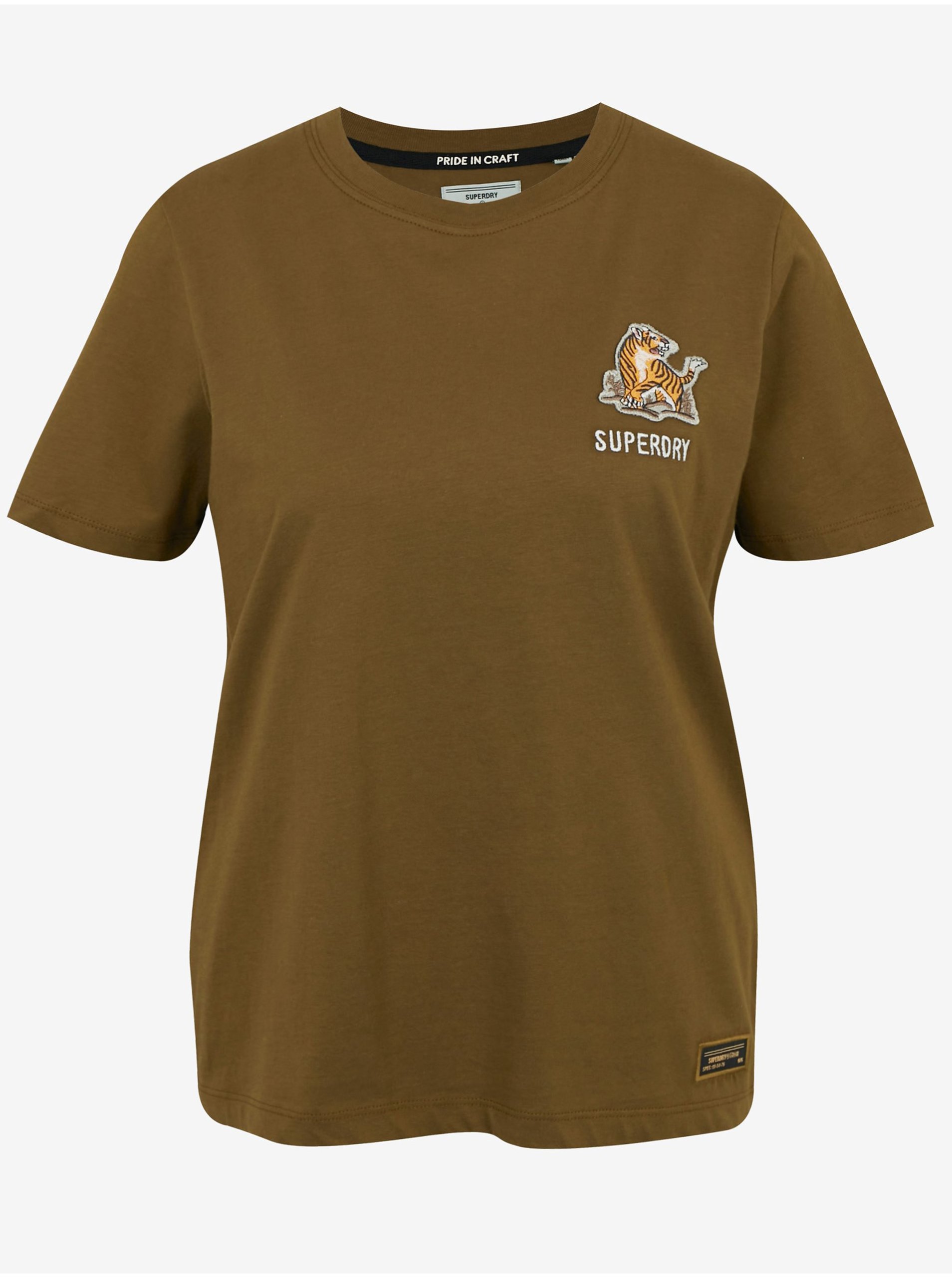 E-shop Hnědé dámské tričko Superdry Military Narrative Tee