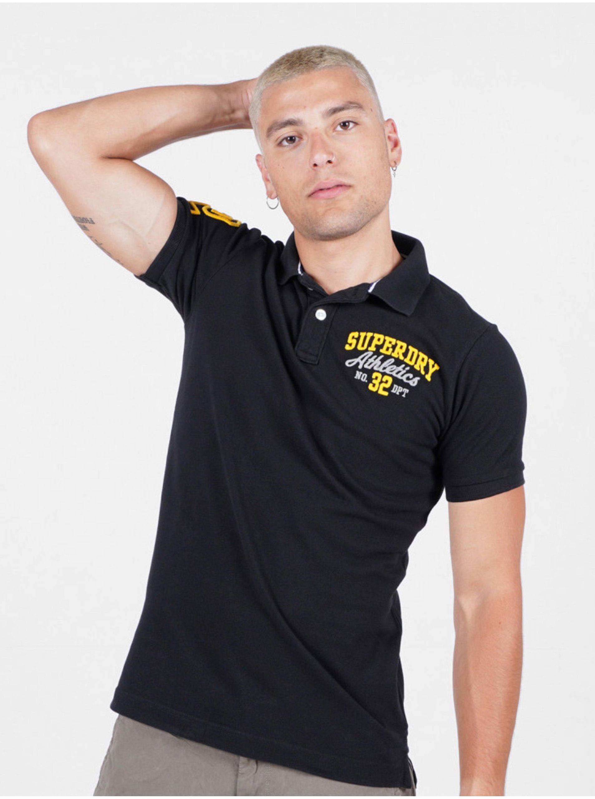 E-shop Černé pánské polo tričko Superdry Classic Superstate