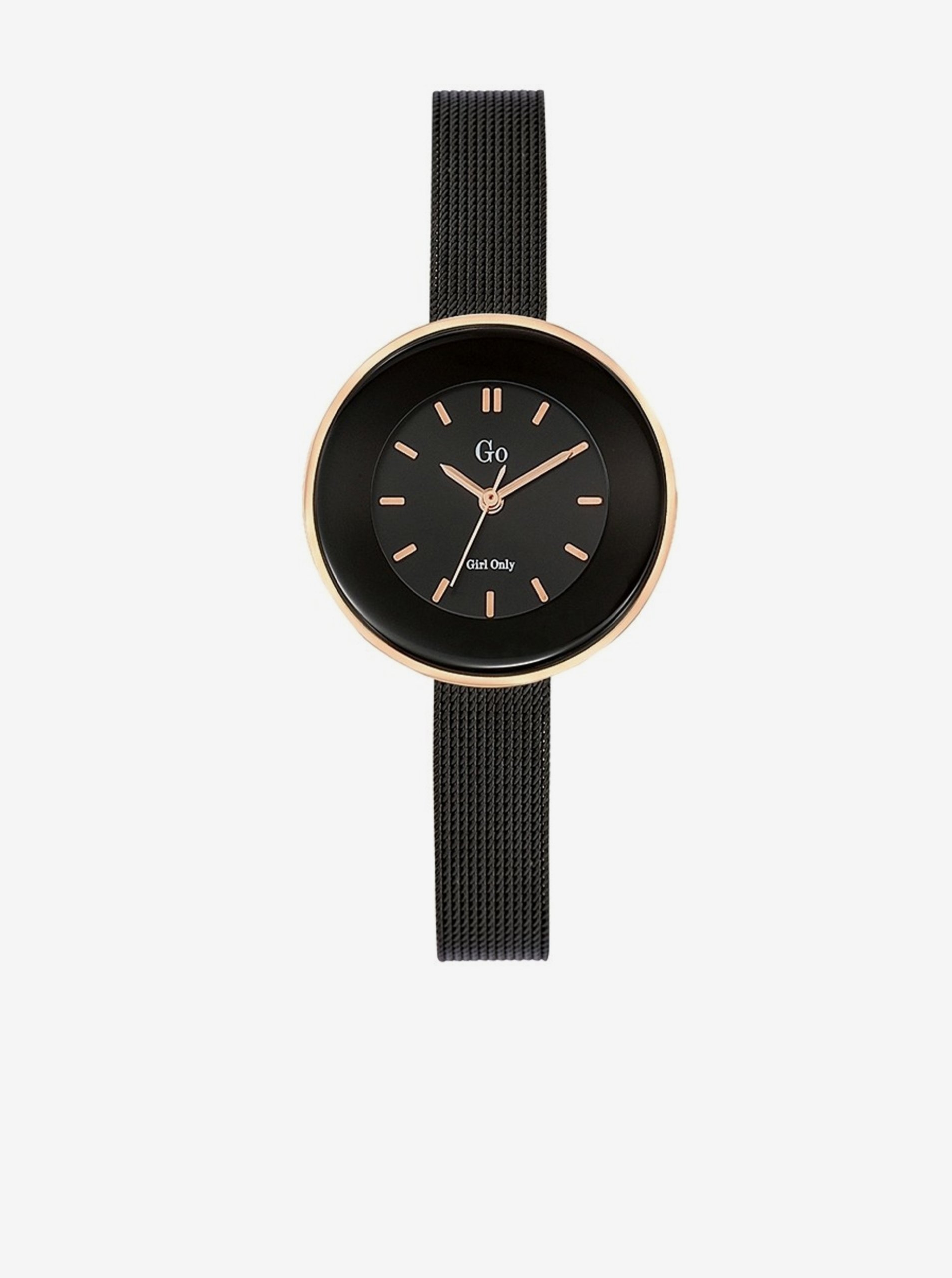 Levně Dámské hodinky s nerezovým pásken v černé barvě Girl Only