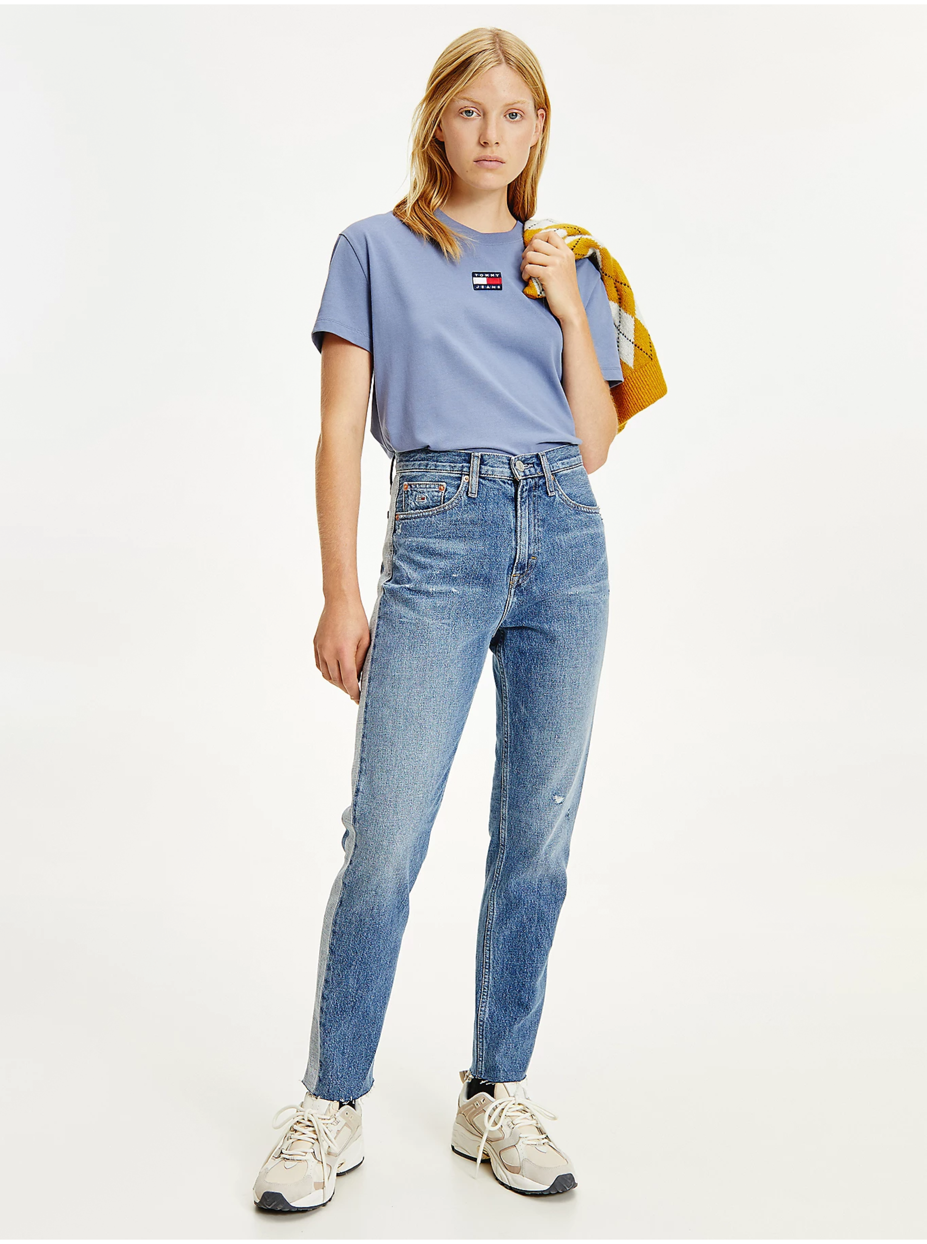 E-shop Modré dámské slim fit džíny s vyšisovaným efektem Tommy Jeans