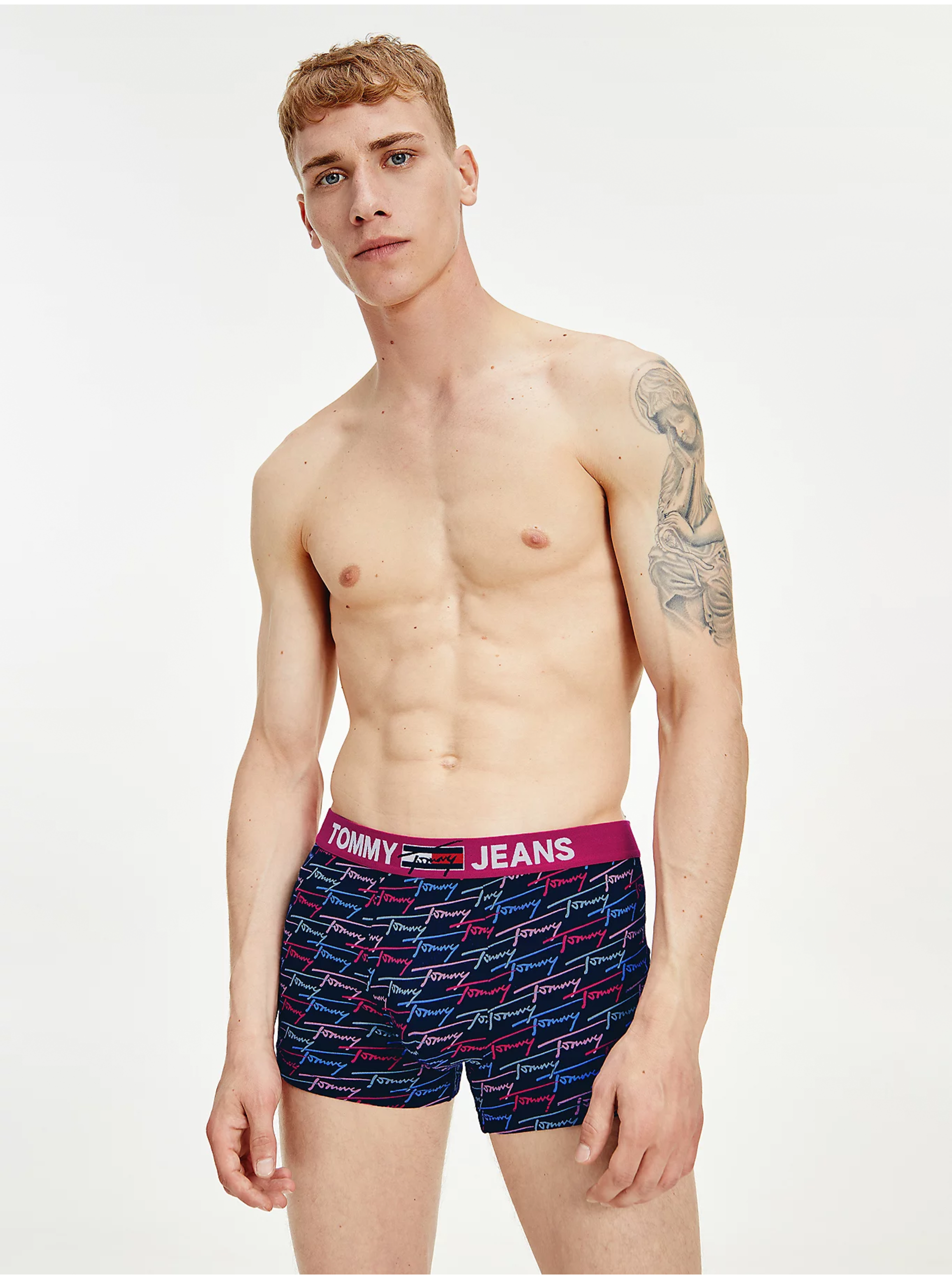 Lacno Tmavomodré pánske vzorované boxerky Tommy Hilfiger Underwear