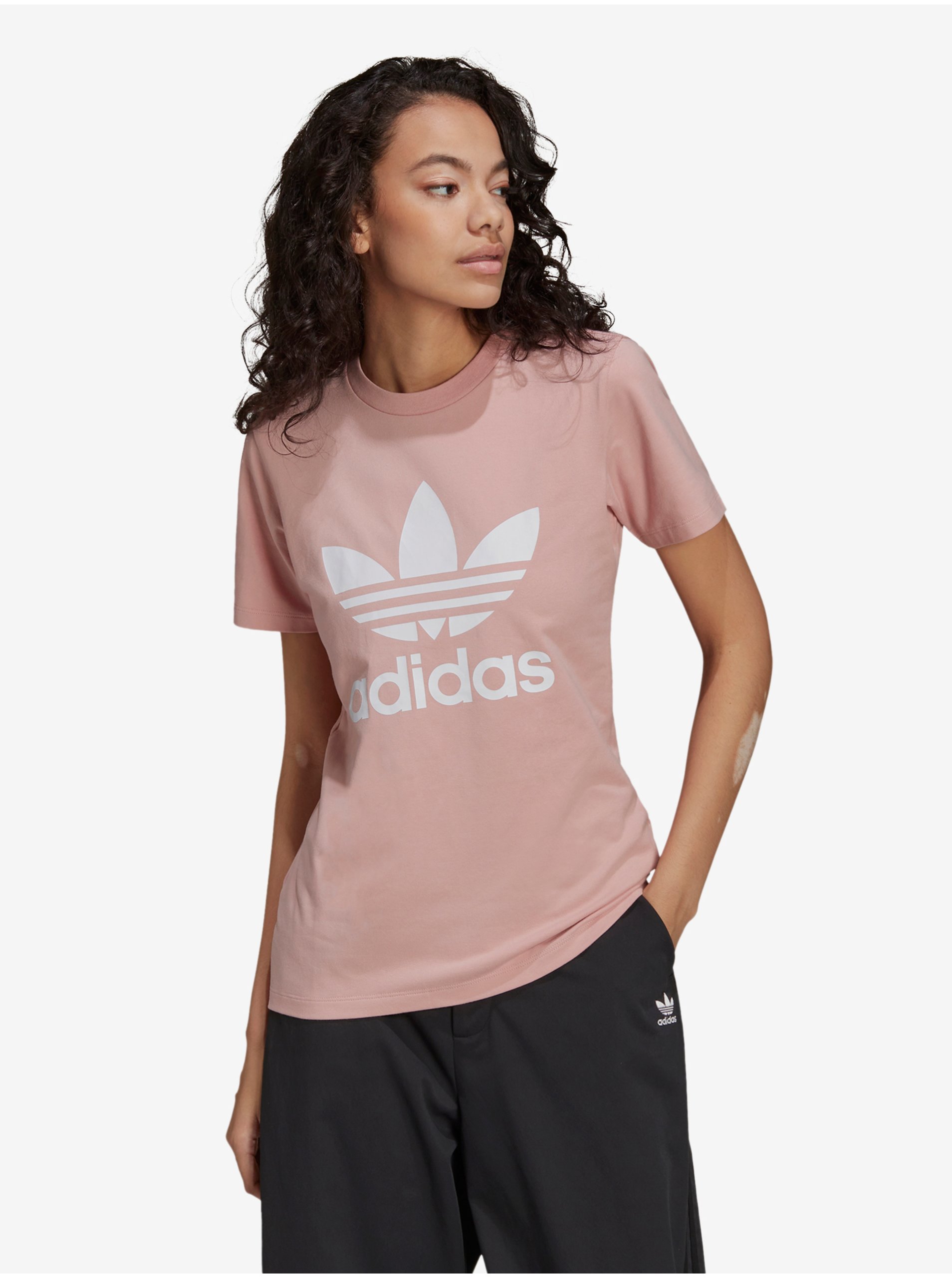 Levně Starorůžové dámské tričko adidas Originals