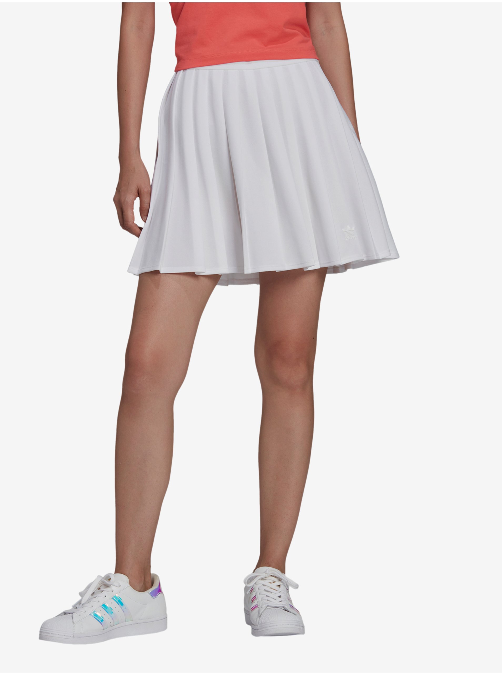 Lacno Biela plisovaná sukňa adidas Originals