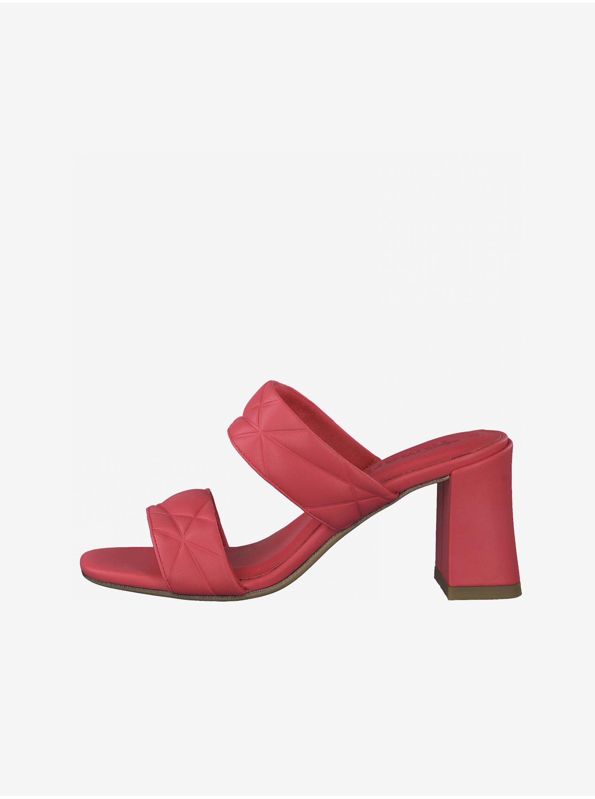 E-shop Tmavě růžové pantofle na podpatku Tamaris
