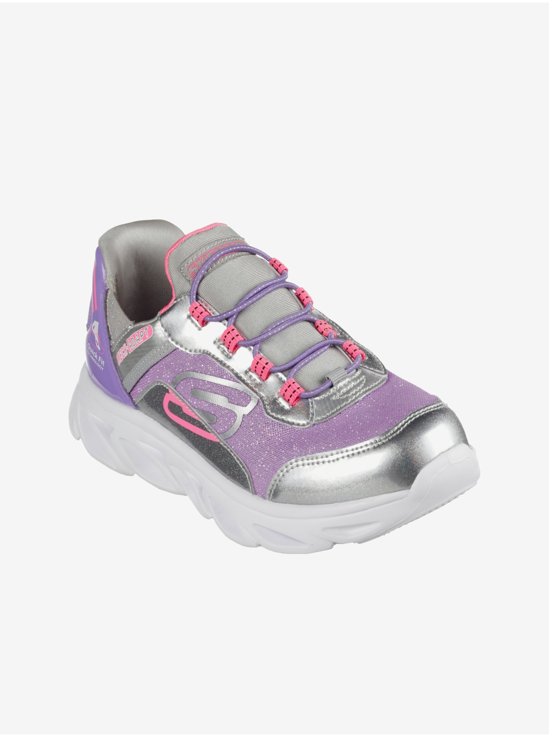 Levně Dívčí tenisky v stříbrno-fialové barvě Skechers