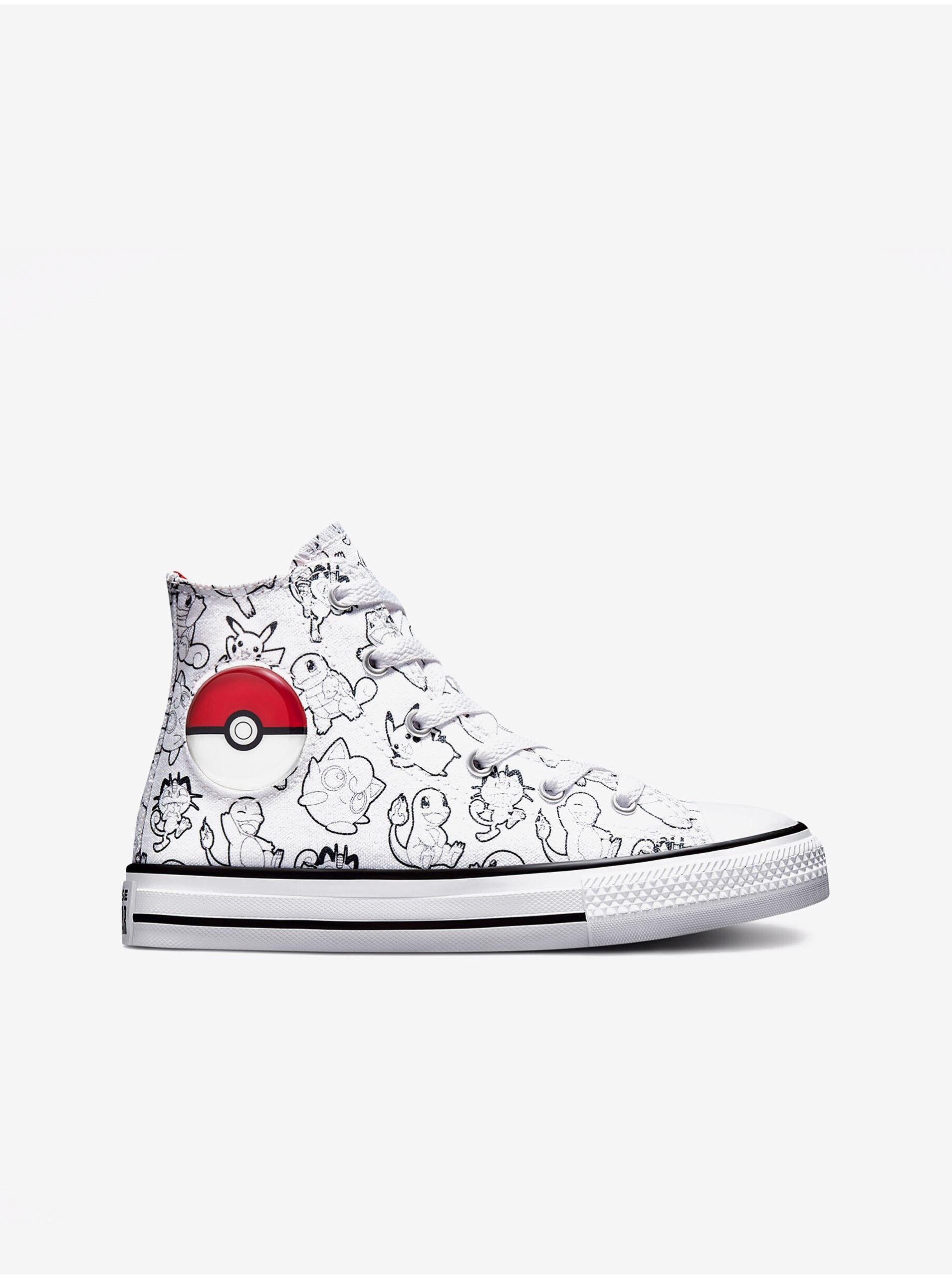 Levně Bílé dětské vzorované kotníkové tenisky Converse X POKEMON