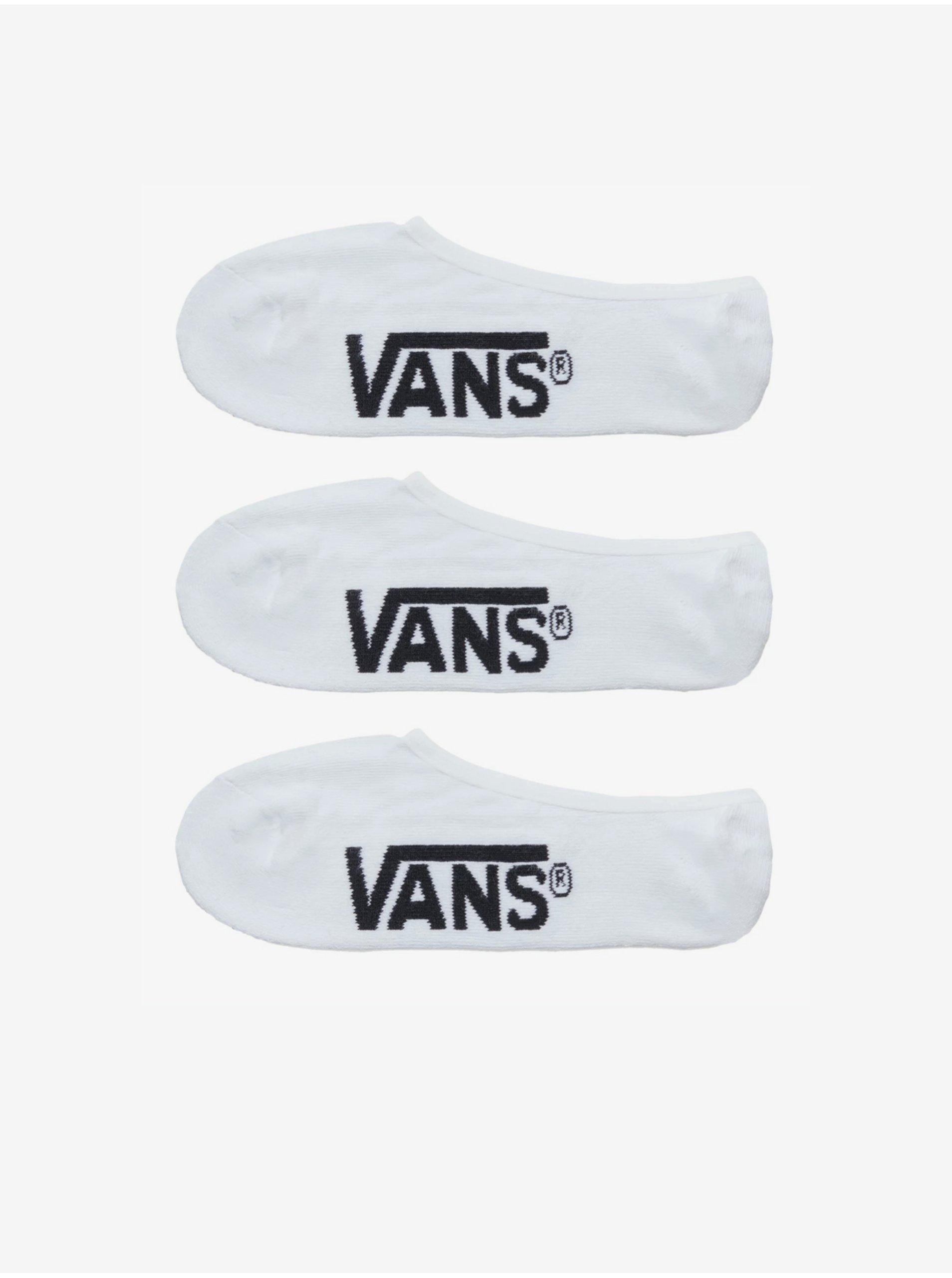 Levně Sada tří párů pánských ponožek v bílé barvě VANS
