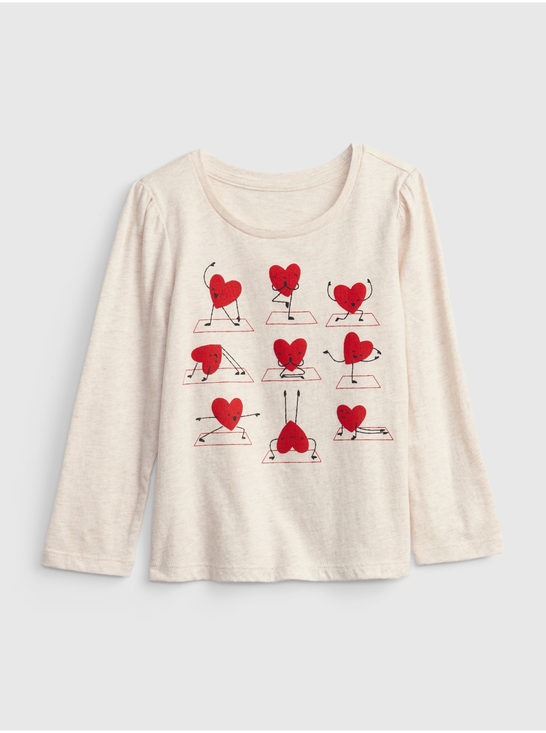 Lacno Béžové dievčenské tričko so srdiečkami GAP organic