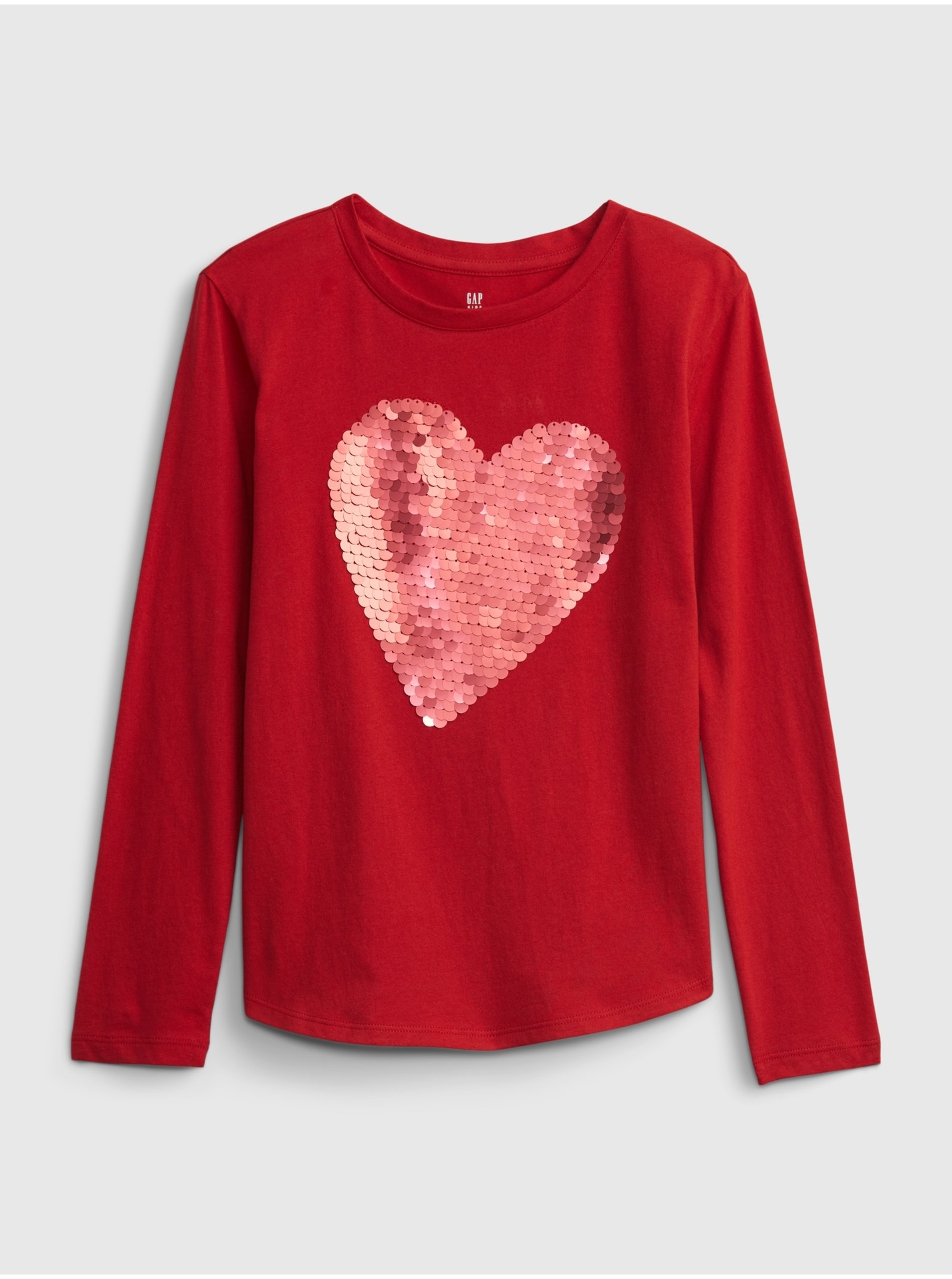 E-shop Červené holčičí tričko s flitry GAP
