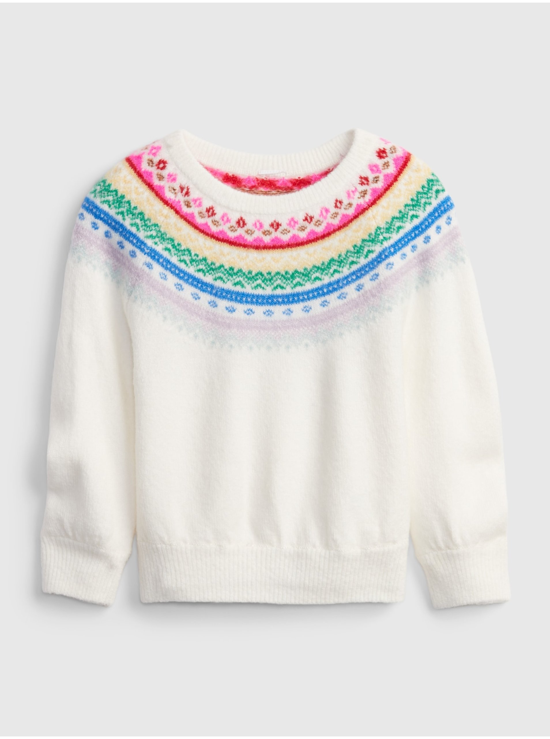 Levně Bílý holčičí svetr pletený se vzorem GAP