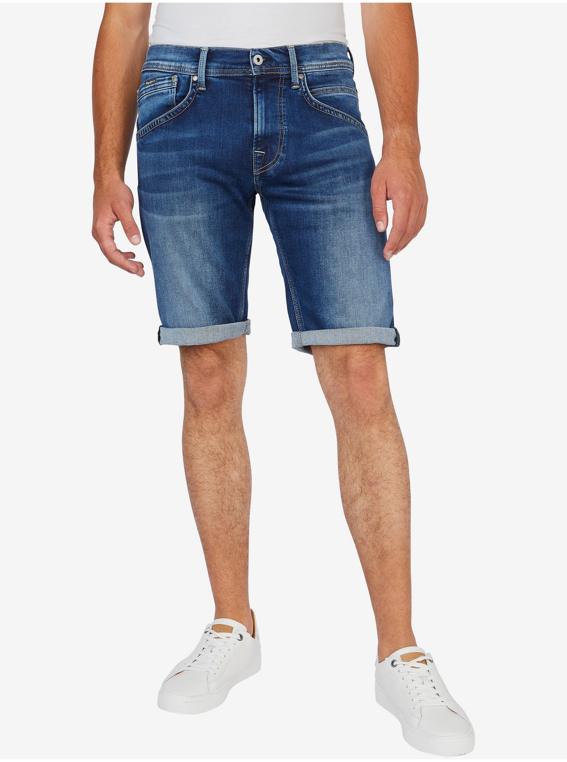 E-shop Tmavě modré pánské džínové kraťasy Pepe Jeans Track