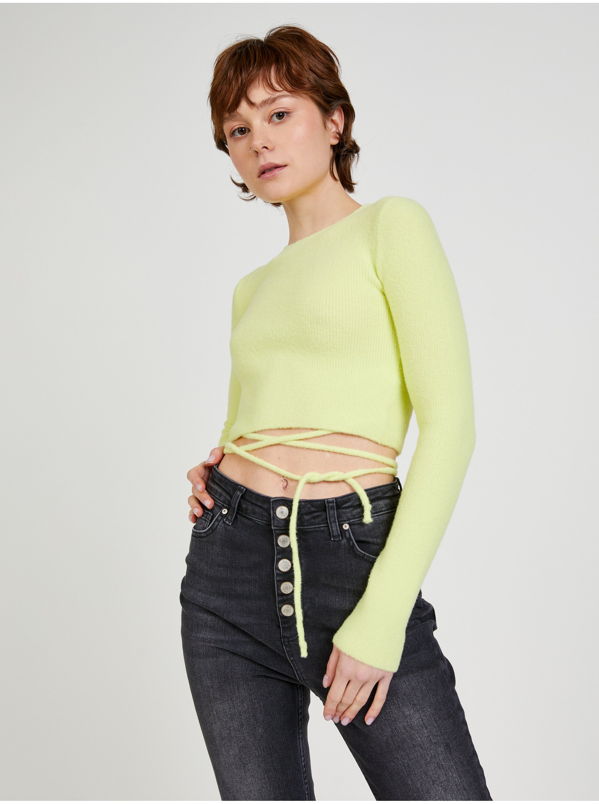 E-shop Neonovo zelený krátky sveter TALLY WEiJL