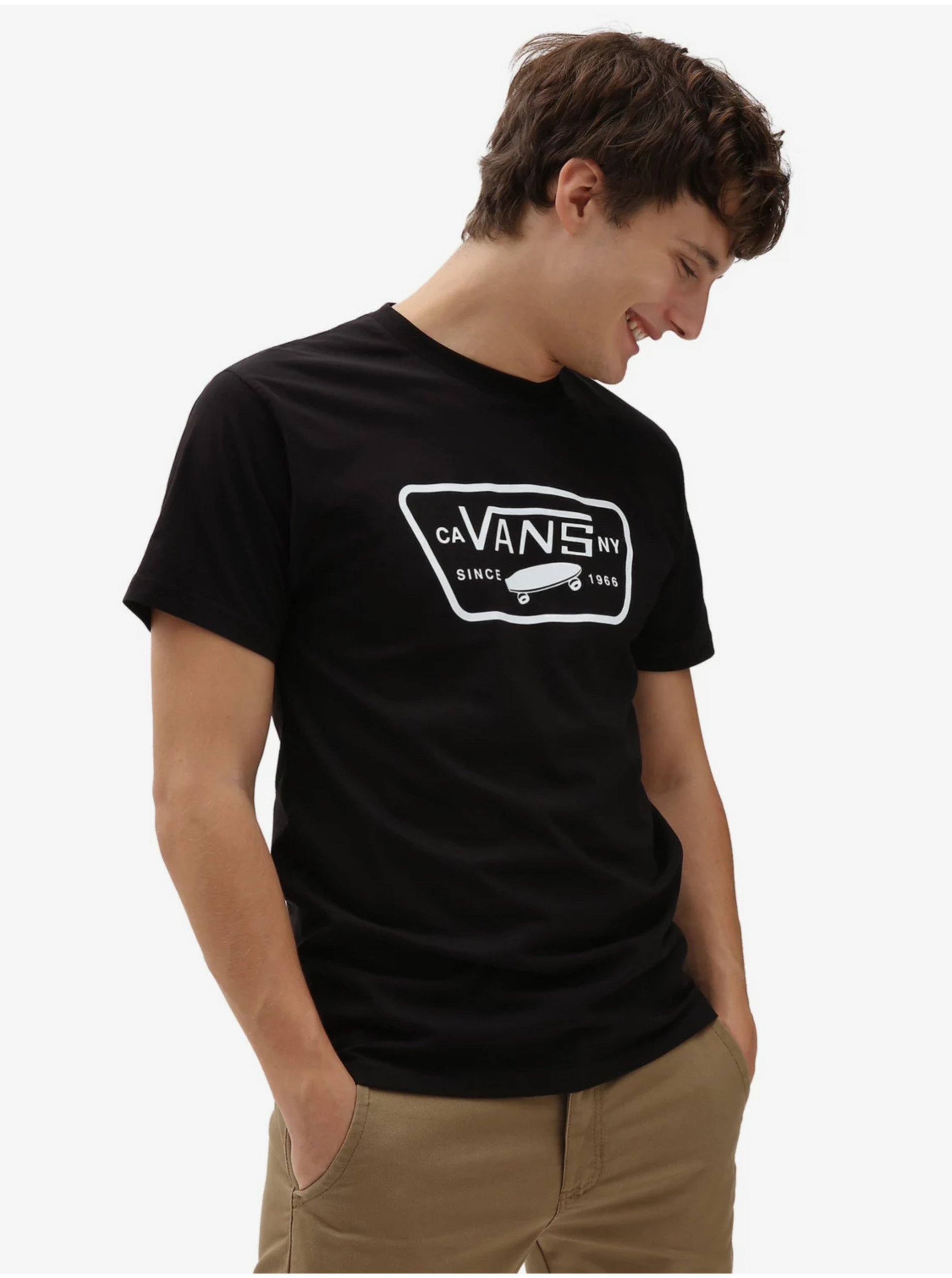 E-shop Černé pánské tričko s potiskem VANS Full Patch