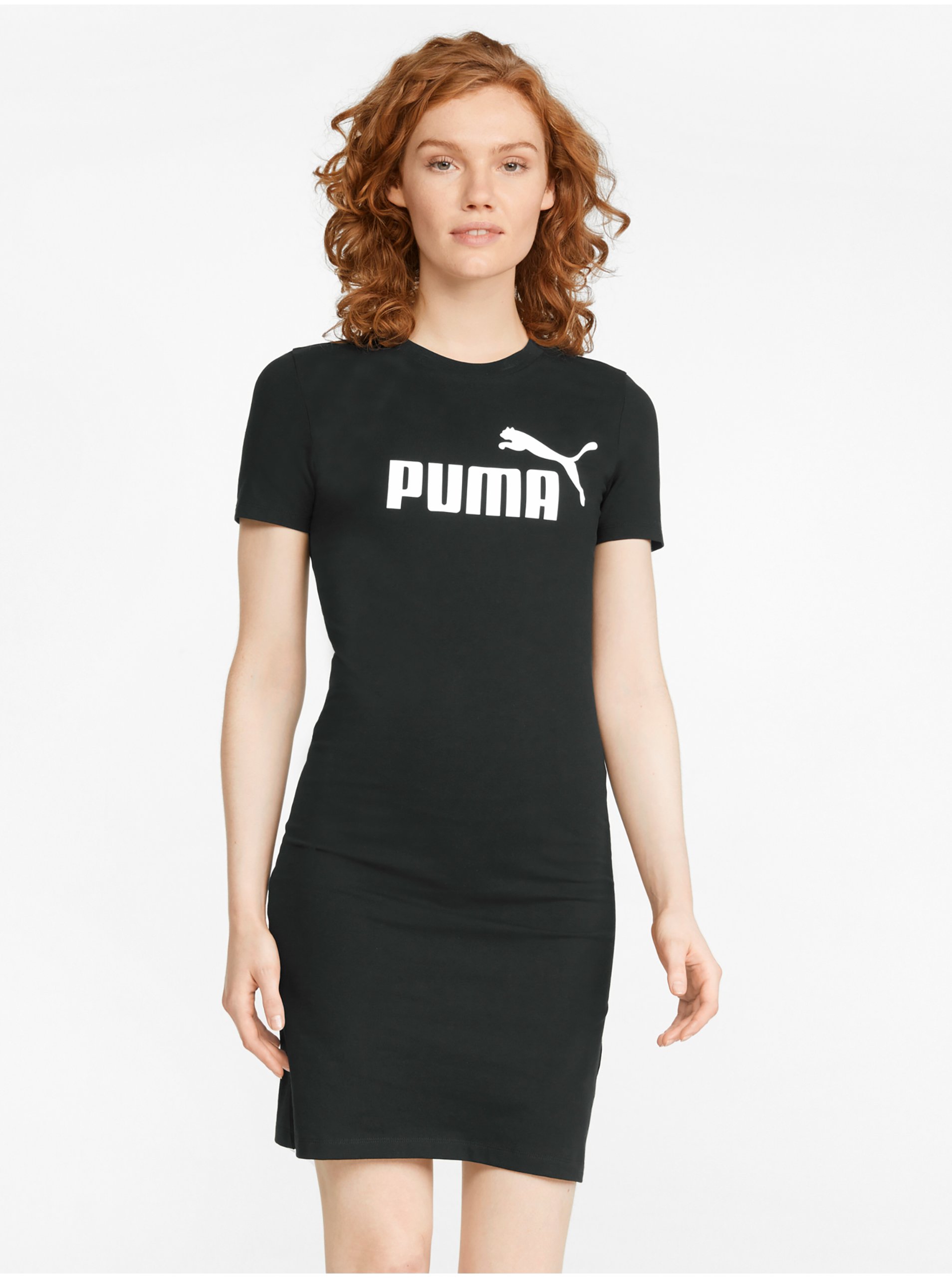 Levně Černé dámské šaty s potiskem Puma