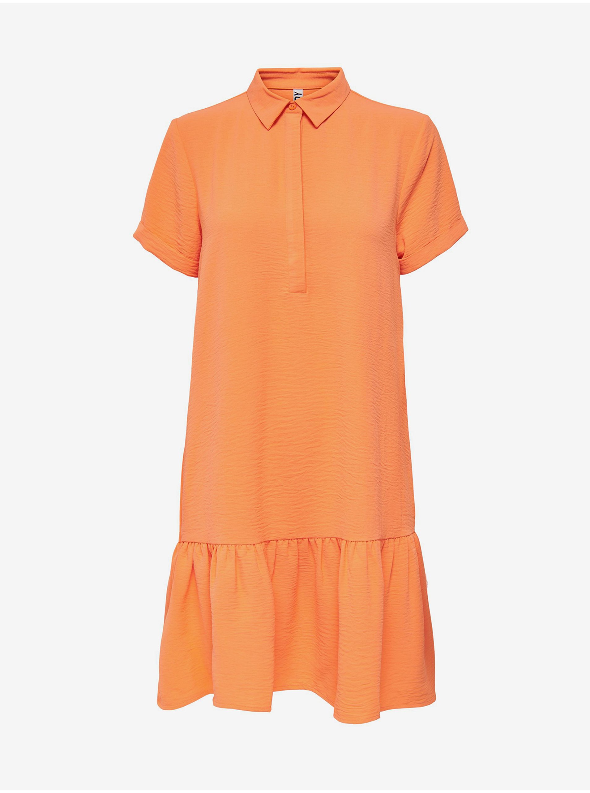 E-shop Oranžové košeľové šaty s volánom Jacqueline de Yong Lion