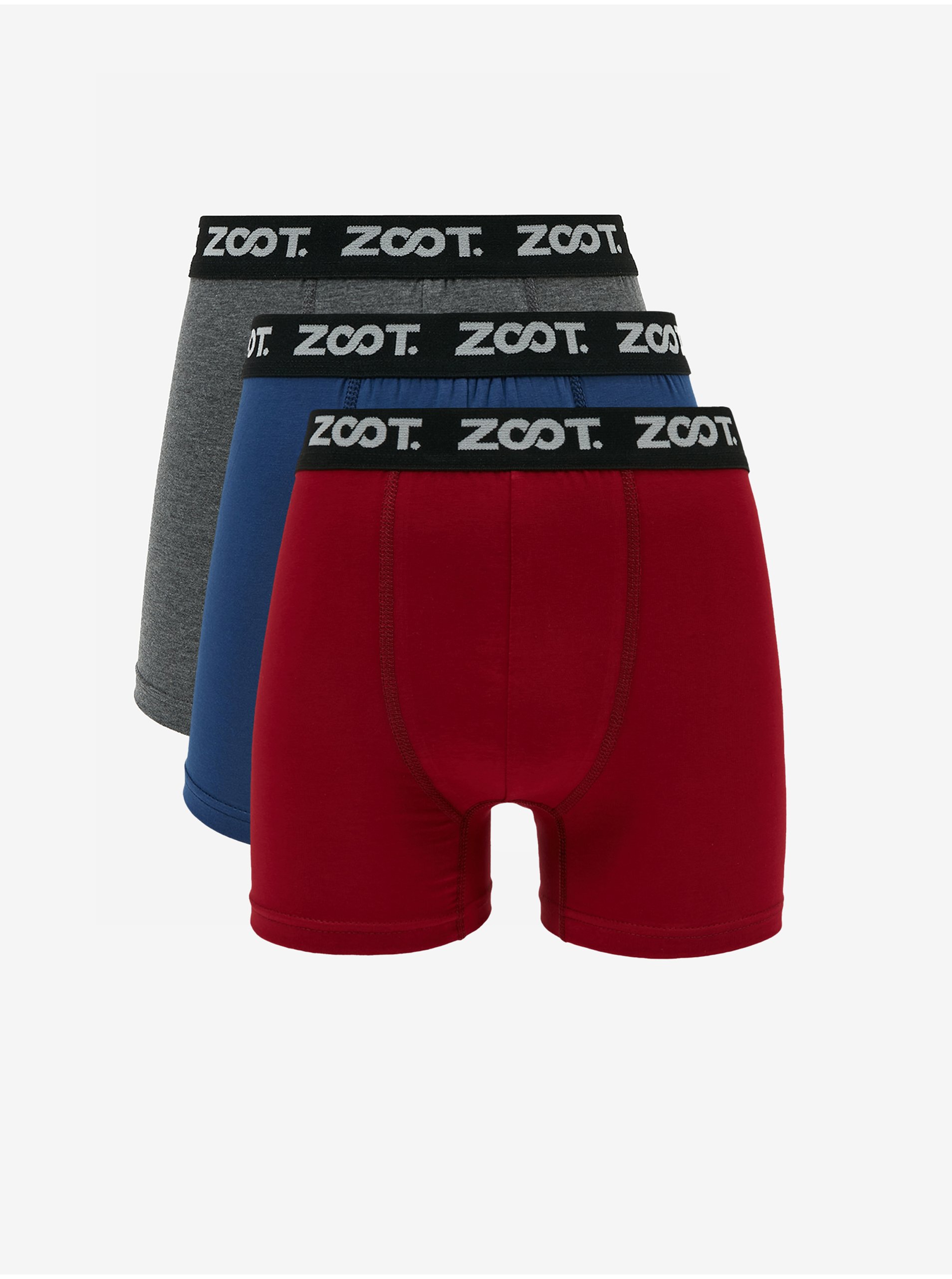 Lacno Sada troch pánskych boxeriek v šedej, modrej a červenej farbe ZOOT.lab