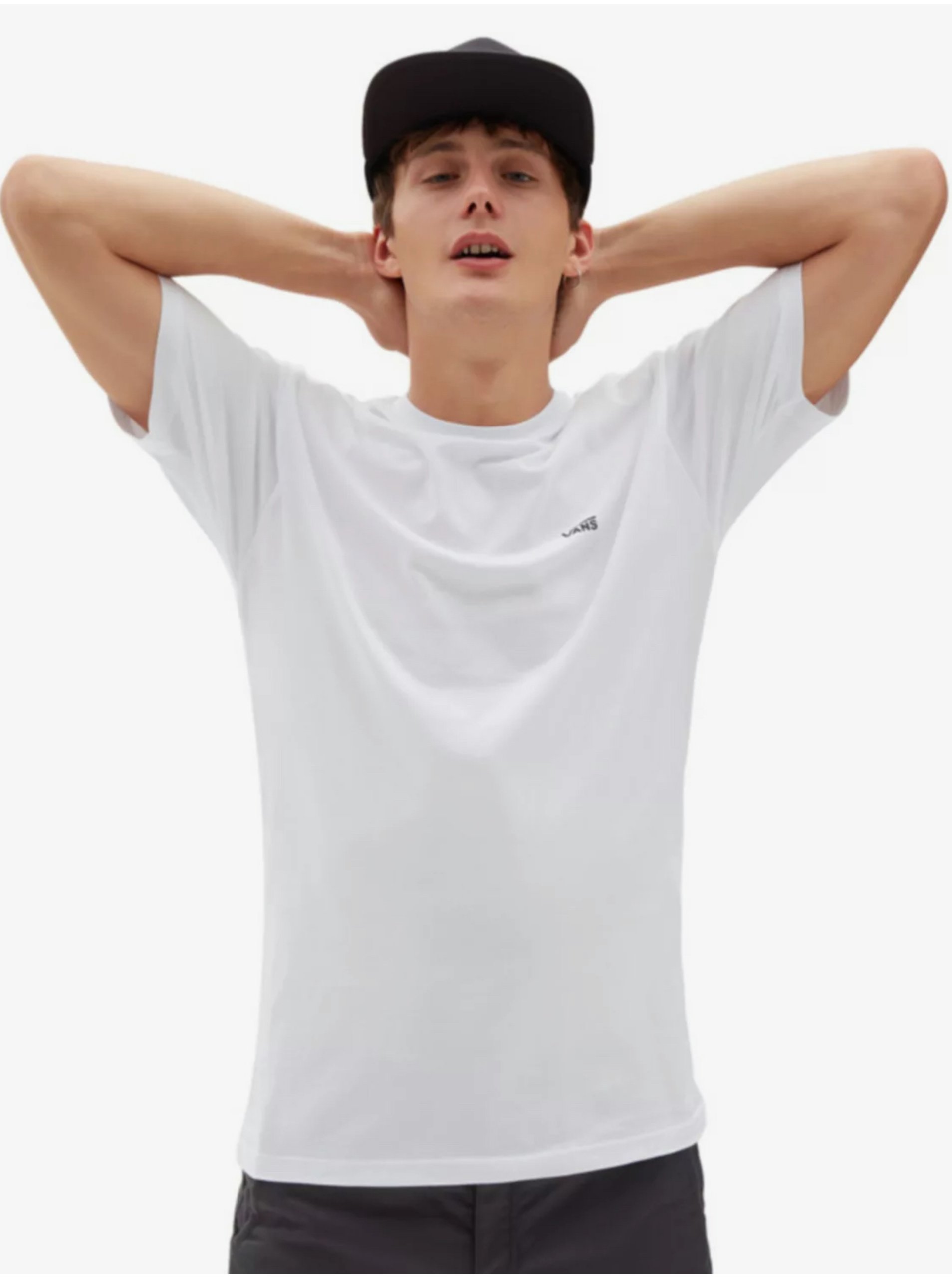 Lacno Bílé pánské tričko VANS Left Chest Logo