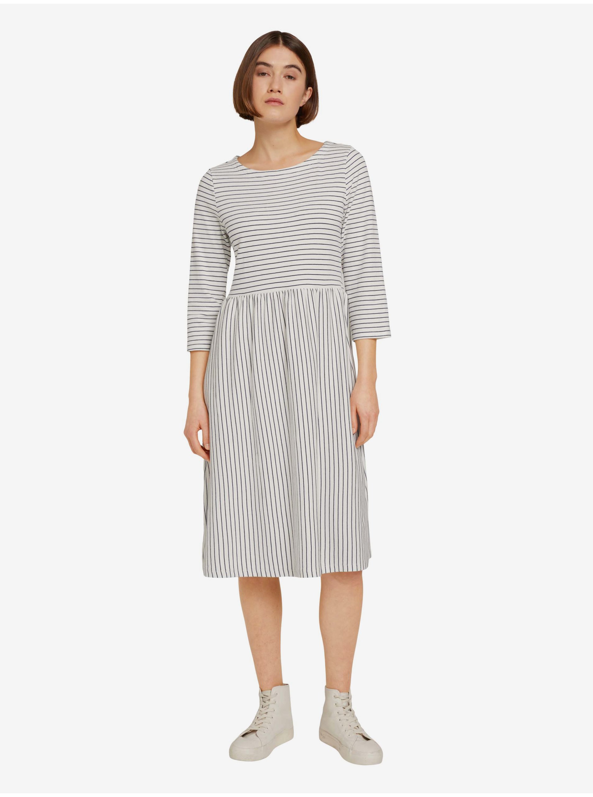 E-shop Bílé dámské pruhované šaty Tom Tailor Denim