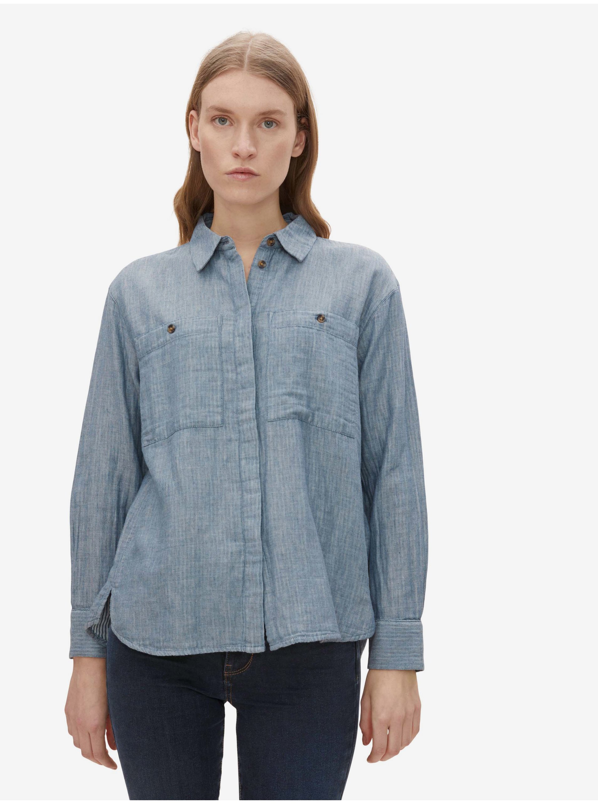 E-shop Modrá dámská pruhovaná košile Tom Tailor