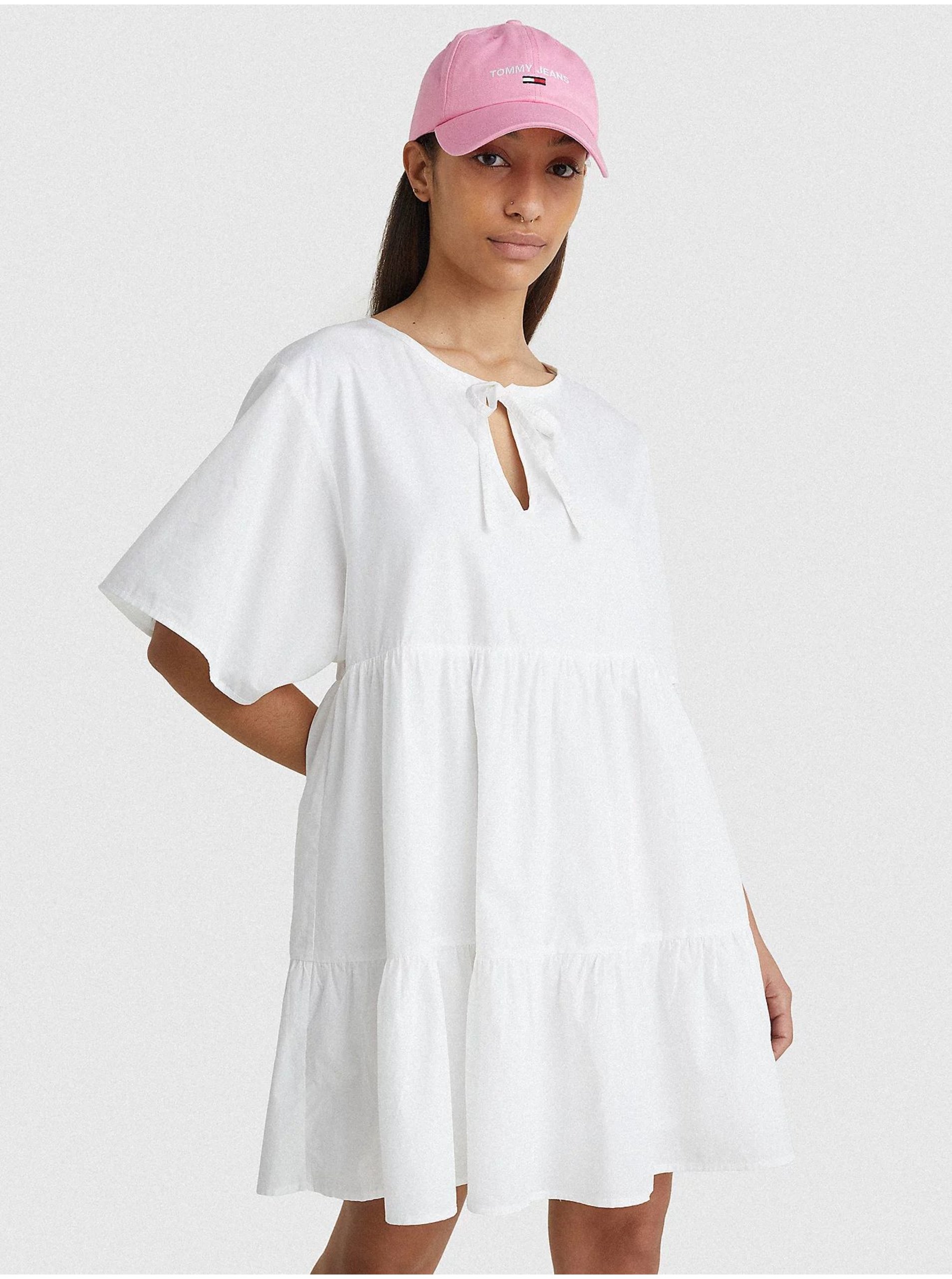E-shop Biele dámske voľné šaty Tommy Jeans