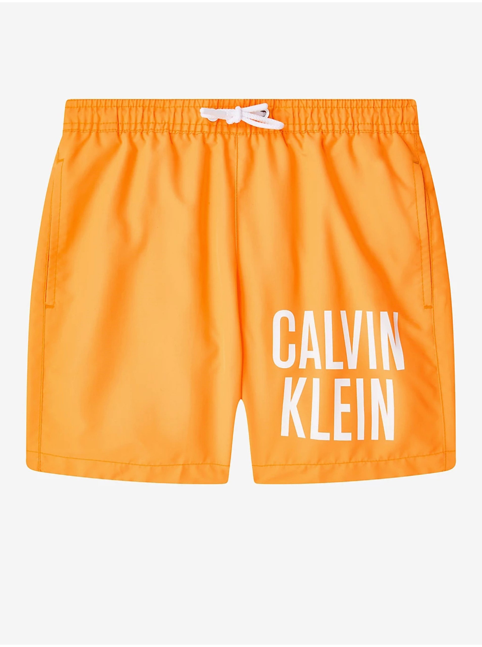 Lacno Oranžové chlapčenské plavky Calvin Klein