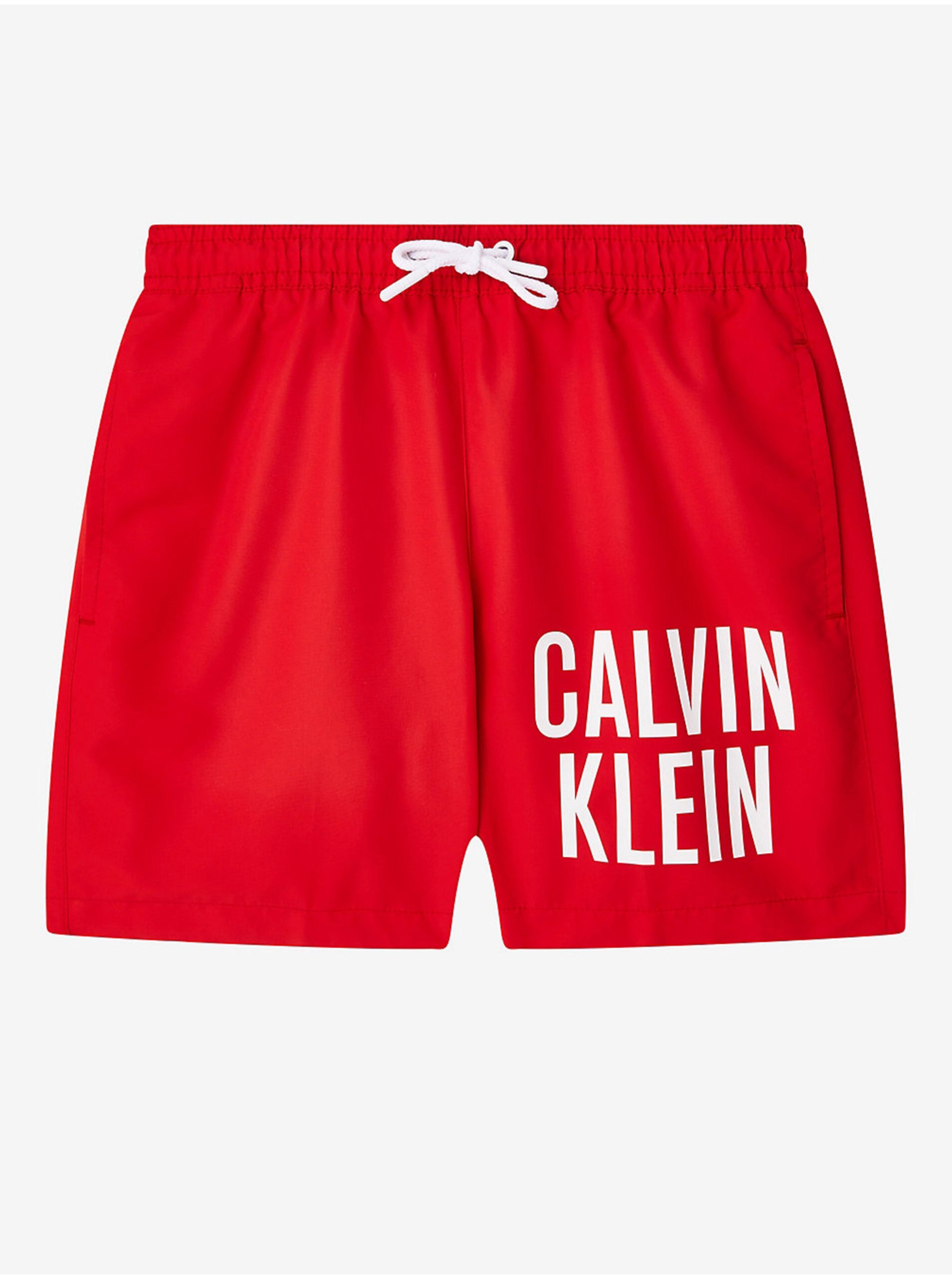 Lacno Červené chlapčenské plavky Calvin Klein