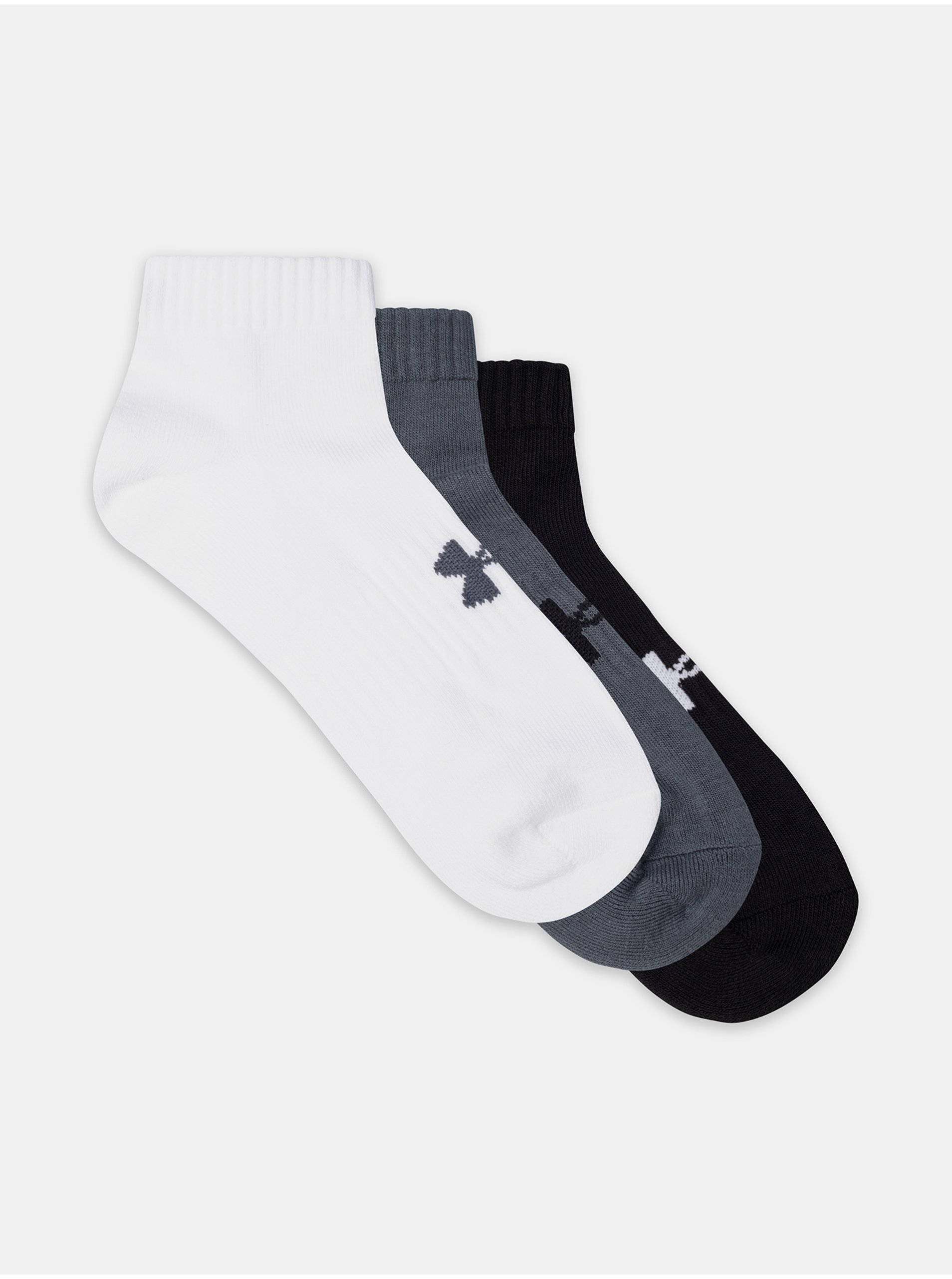 Levně Sada tří unisex ponožek v bílé šedé a černé barvě Under Armour UA Core Low Cut.