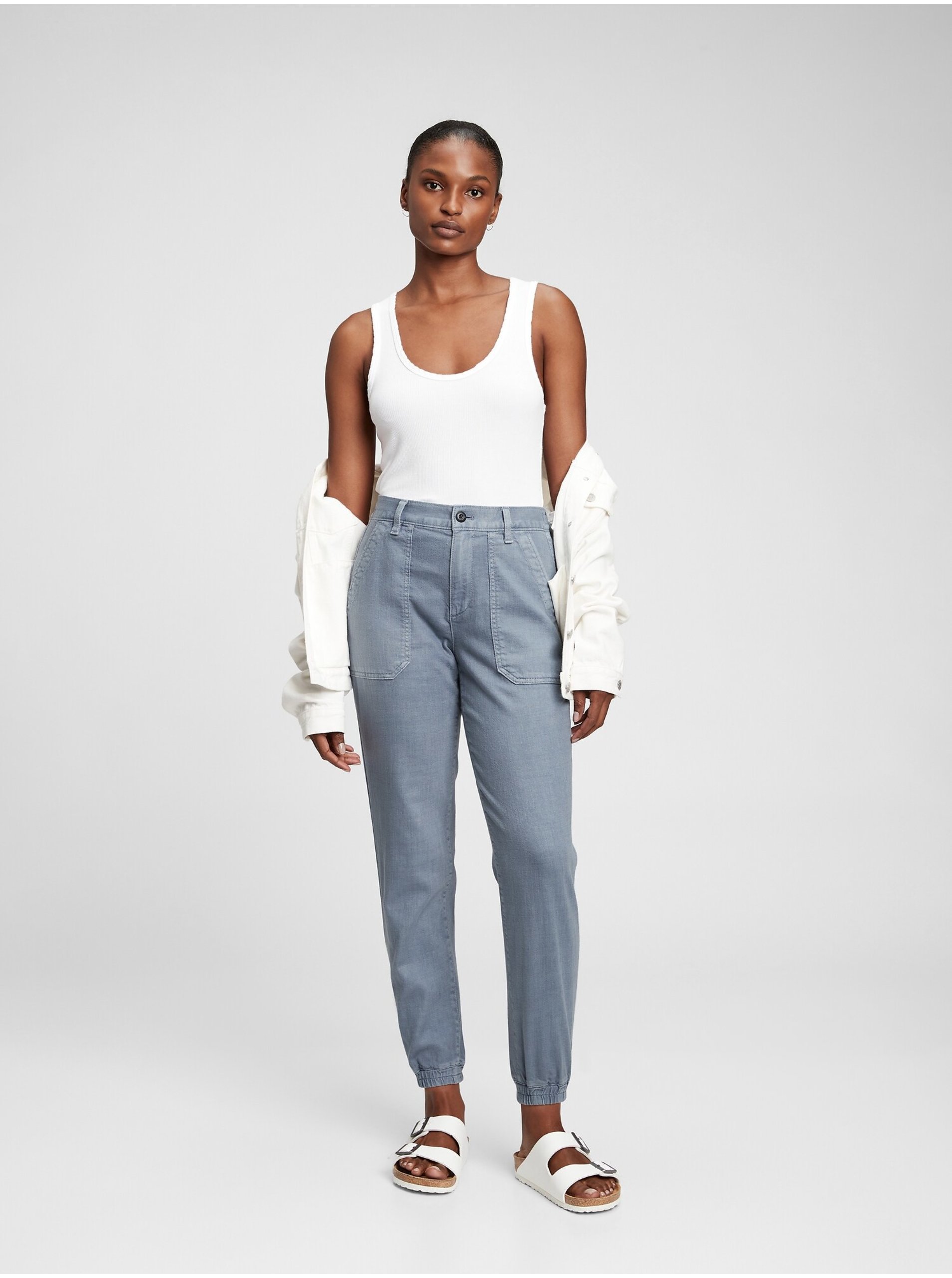 Modré dámské kalhoty GAP organic joggers