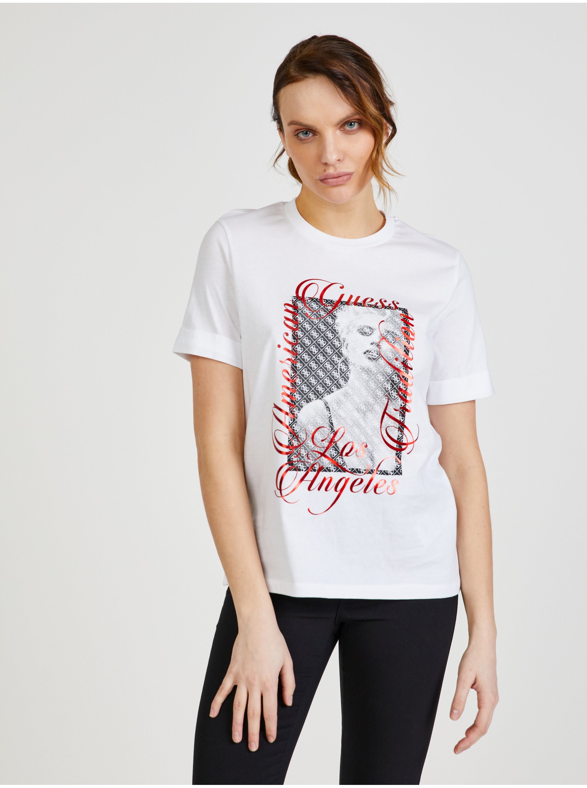 E-shop Bílé dámské tričko Guess Bellavita