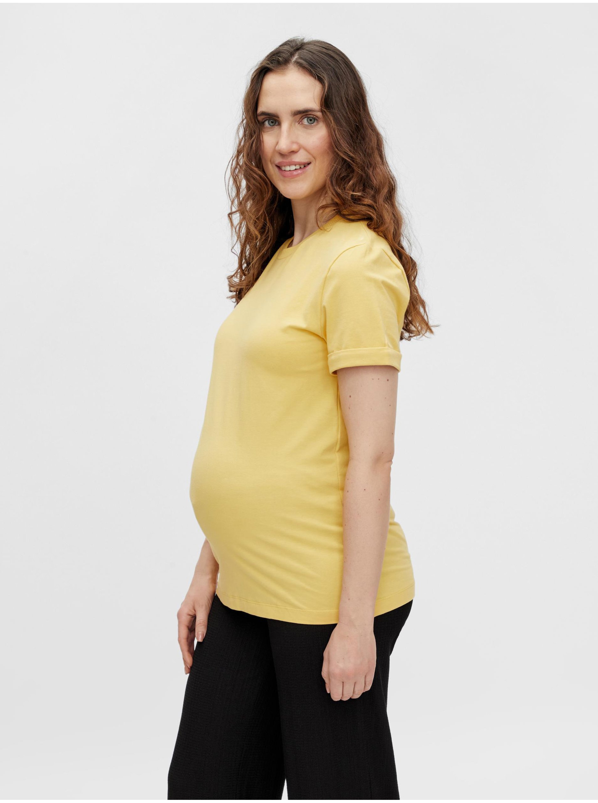 Levně Žluté těhotenské tričko Mama.licious Ilja