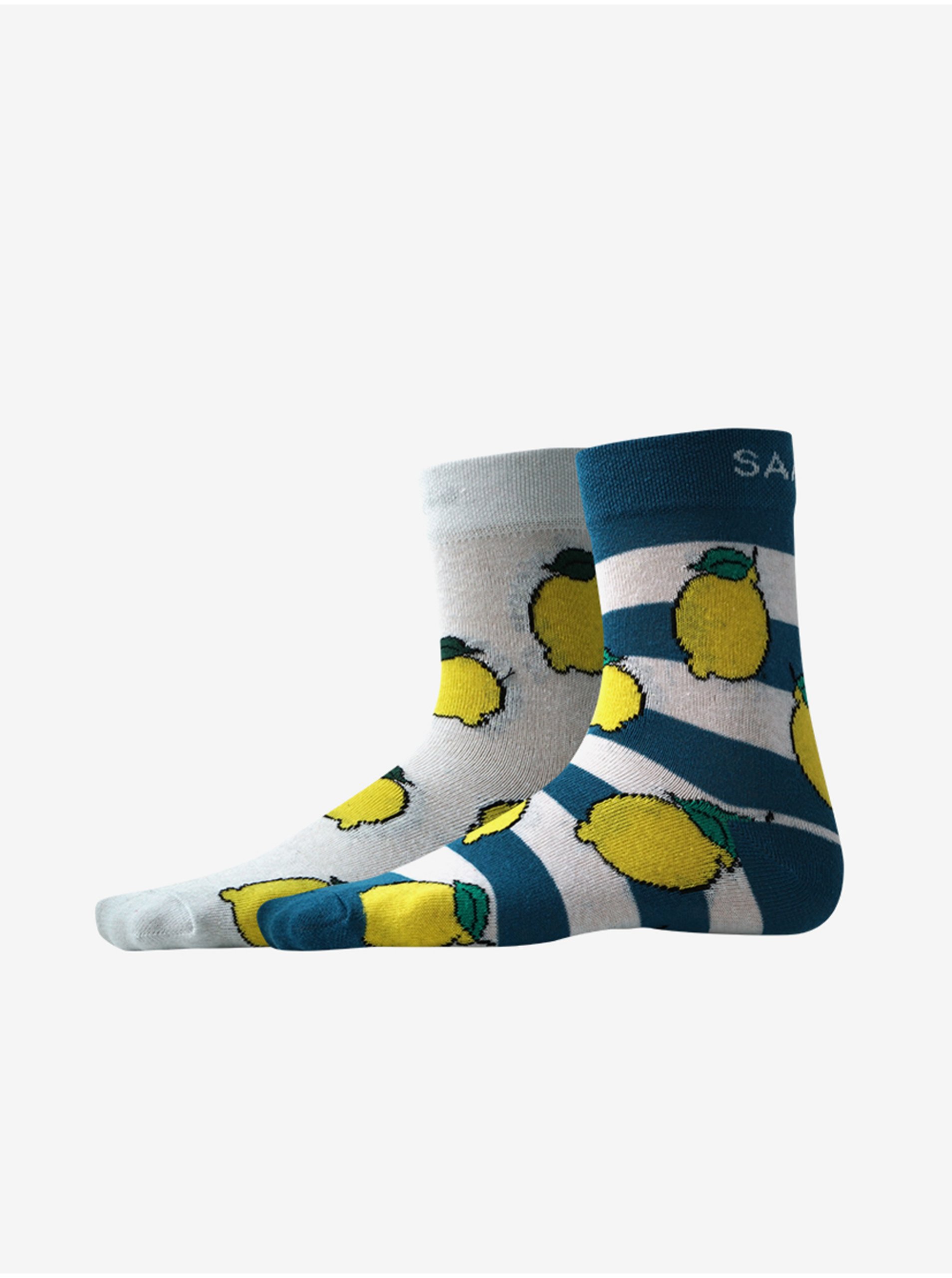 Levně Sada dvou párů vzorovaných ponožek v modré a bílé barvě SAM 73 Lelio