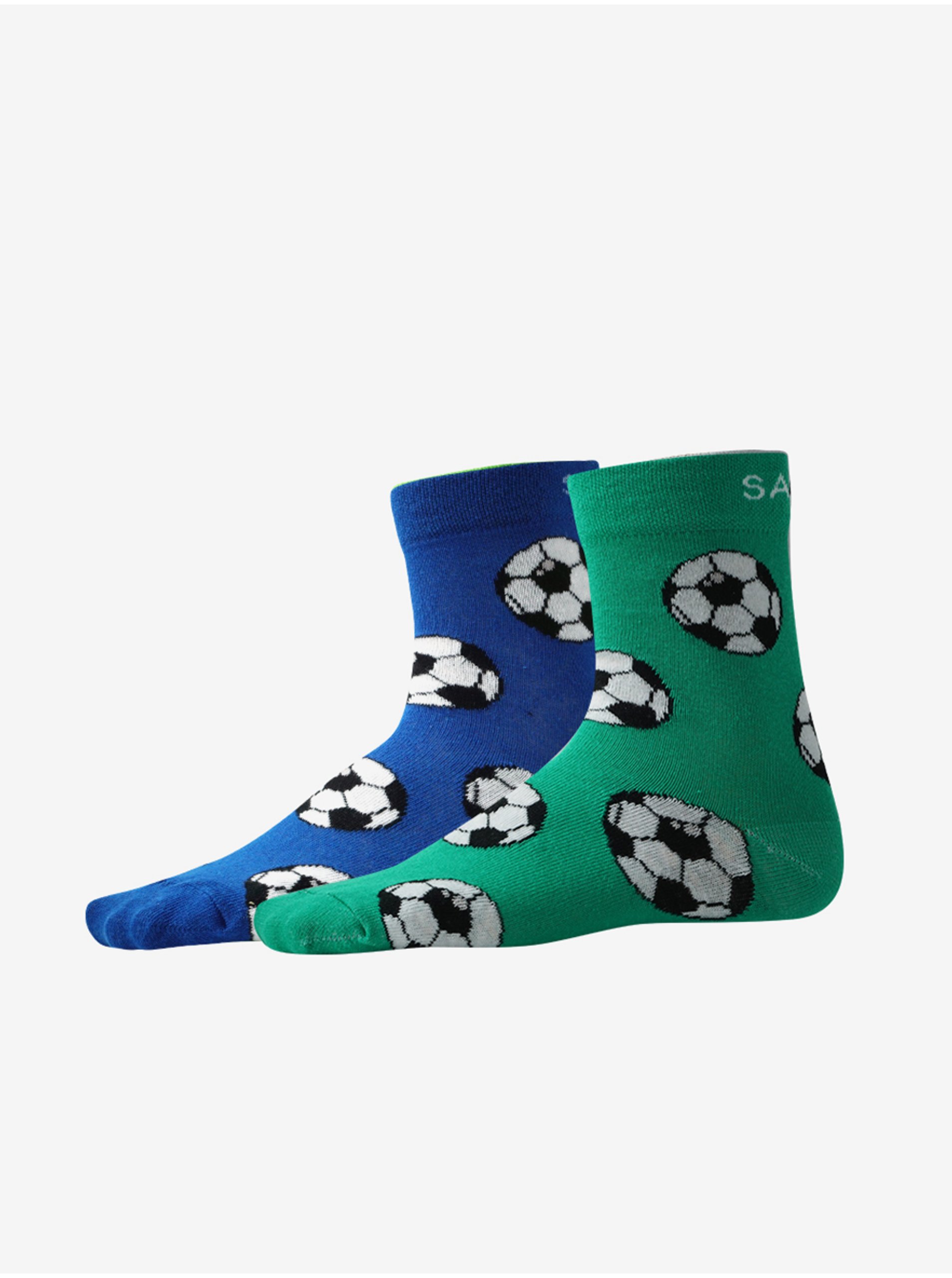 Levně Sada dvou párů vzorovaných ponožek v modré a zelené barvě SAM 73 Unupo