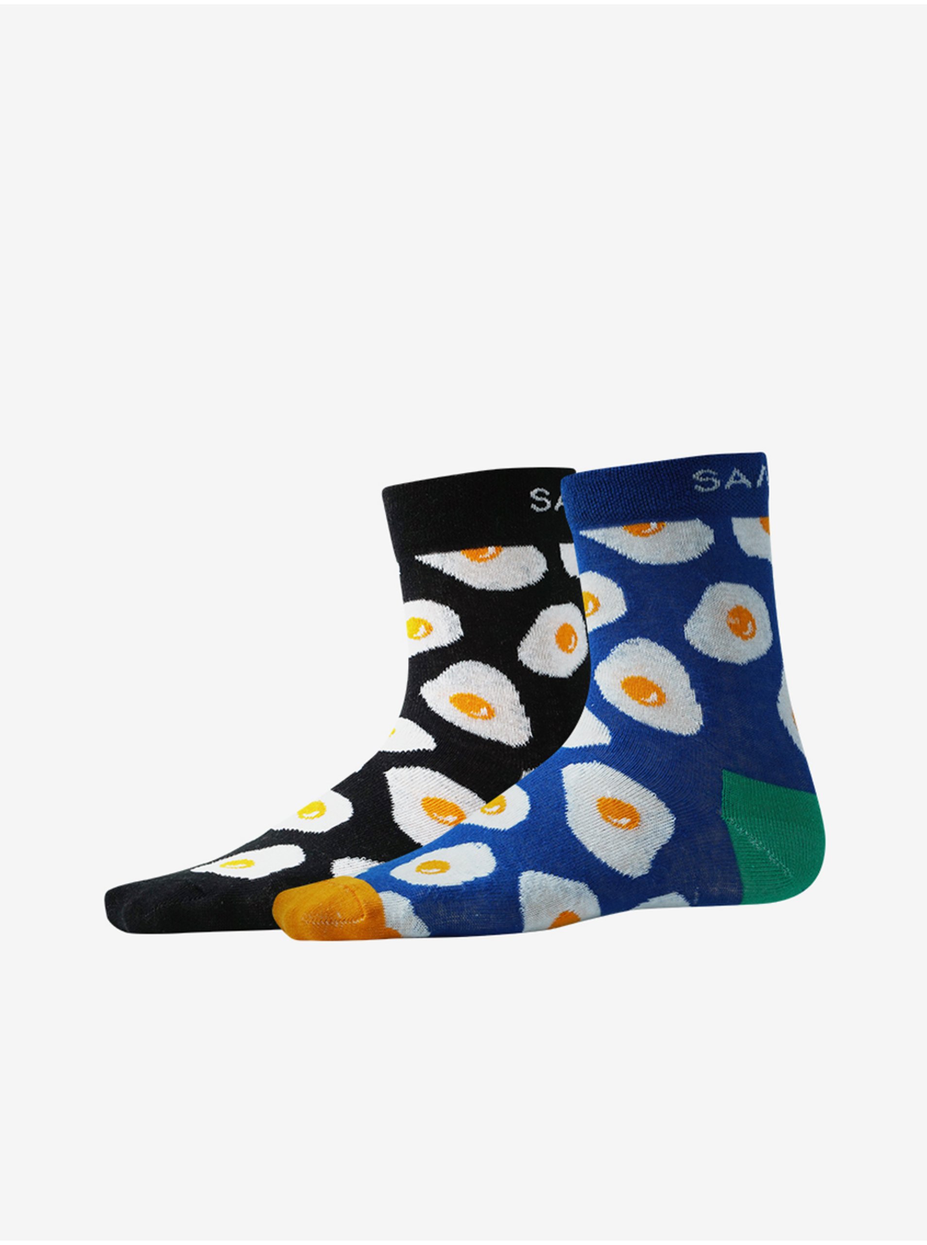 E-shop Sada dvou párů vzorovaných ponožek v černé a modré barvě SAM 73 Anidal