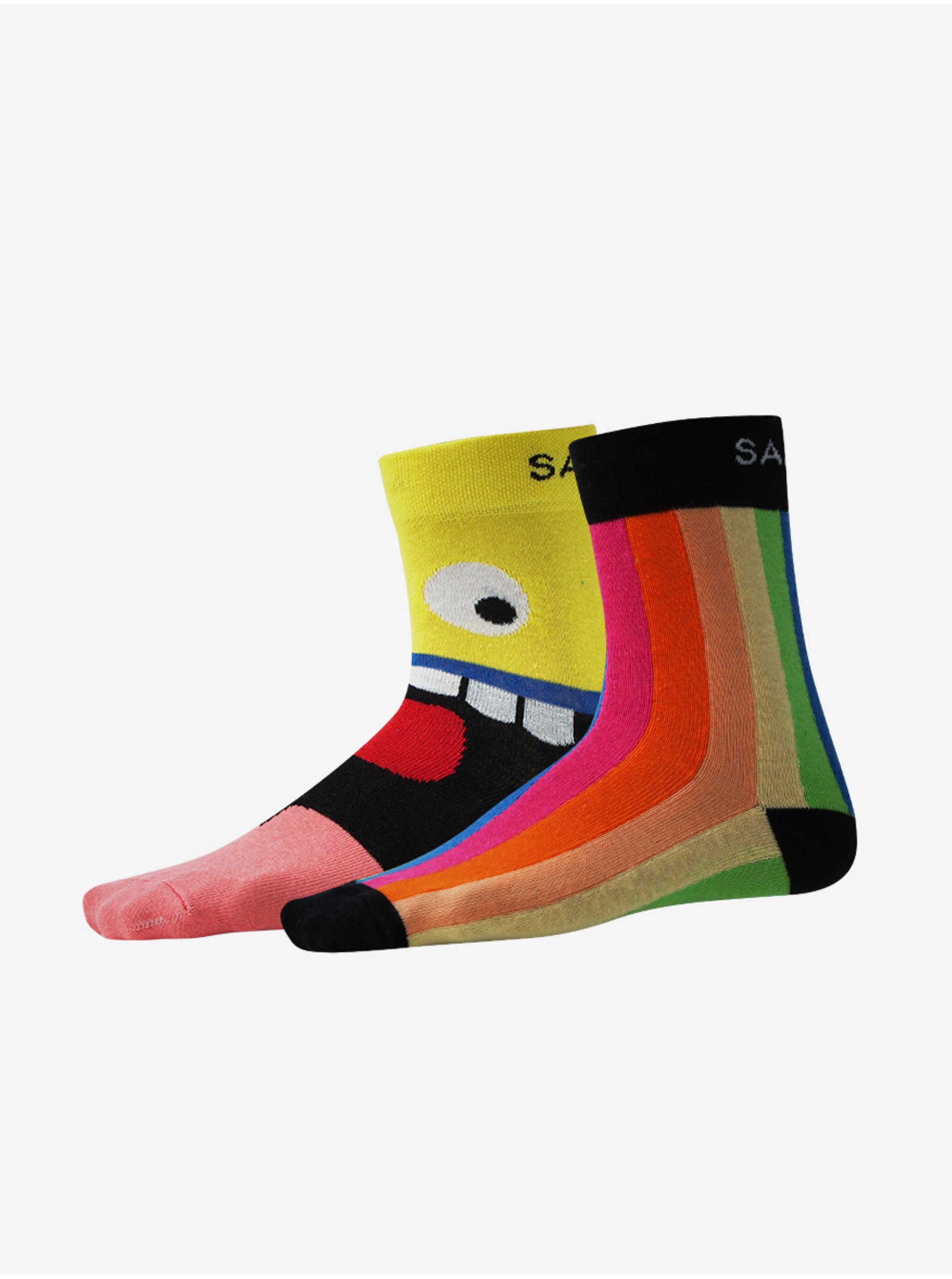E-shop Sada dvou párů vzorovaných ponožek v červeno-žluté barvě SAM 73 Elquis