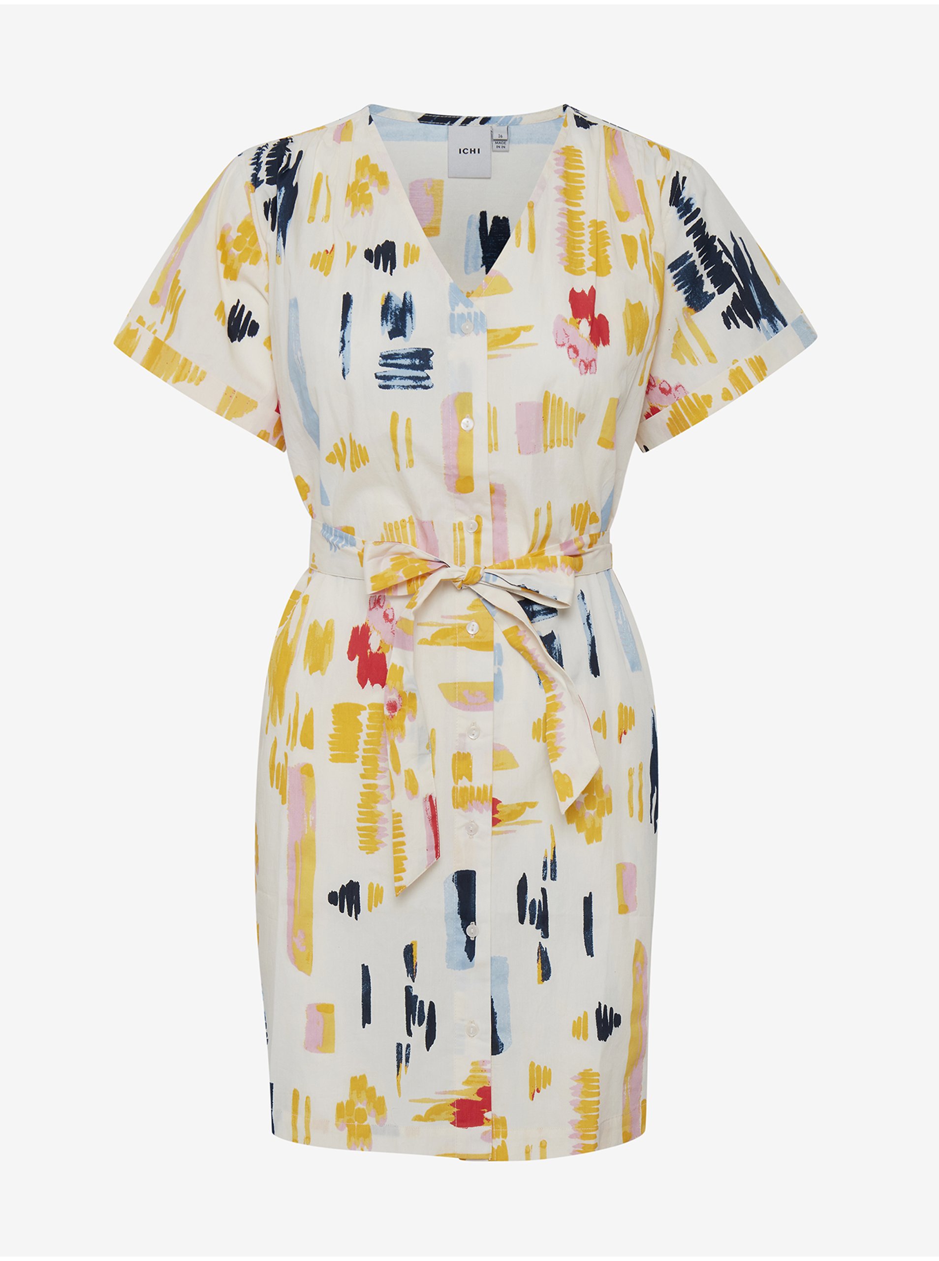 Lacno Letné a plážové šaty pre ženy ICHI - biela, žltá