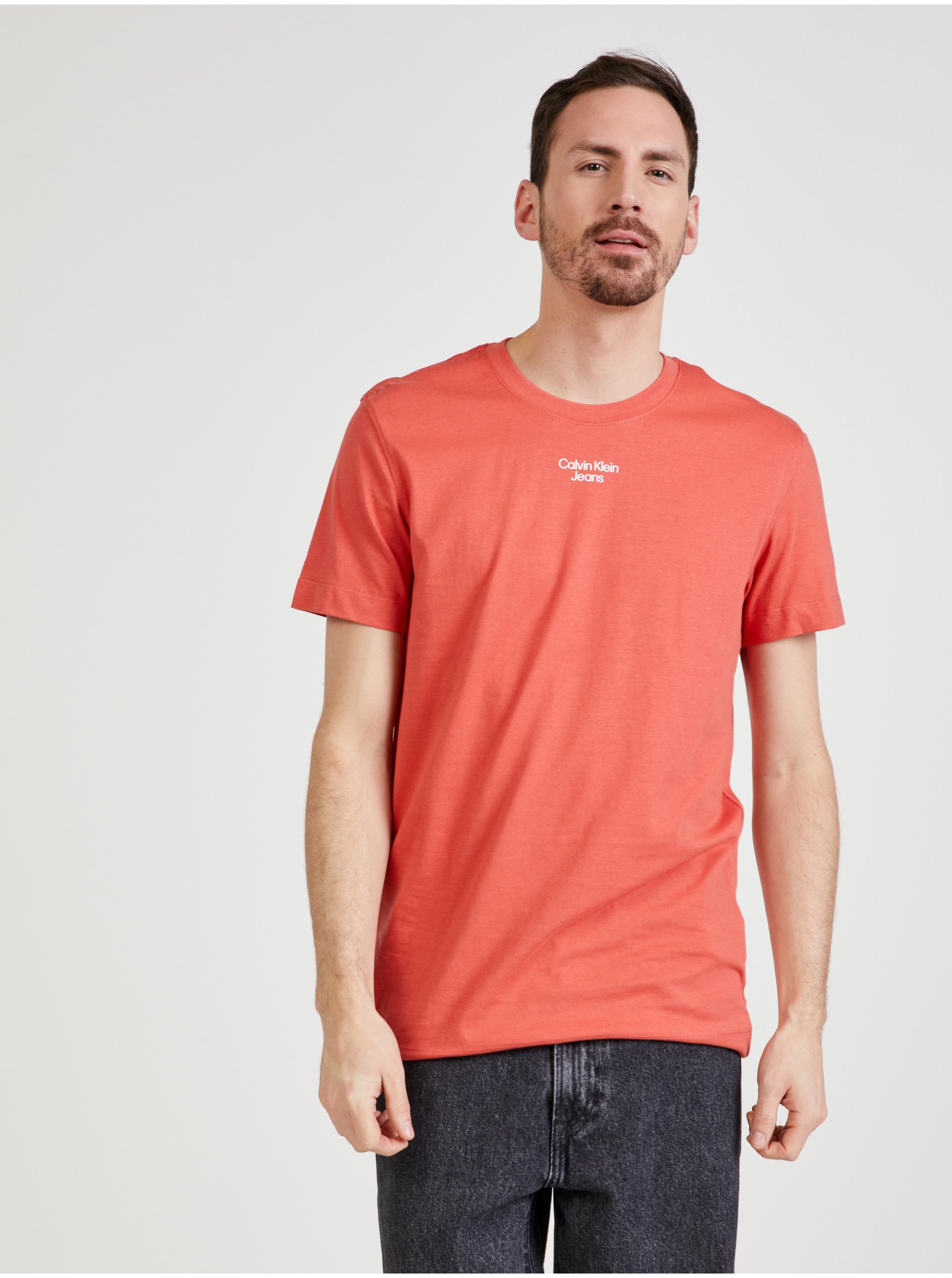 Lacno Koralové pánske tričko Calvin Klein