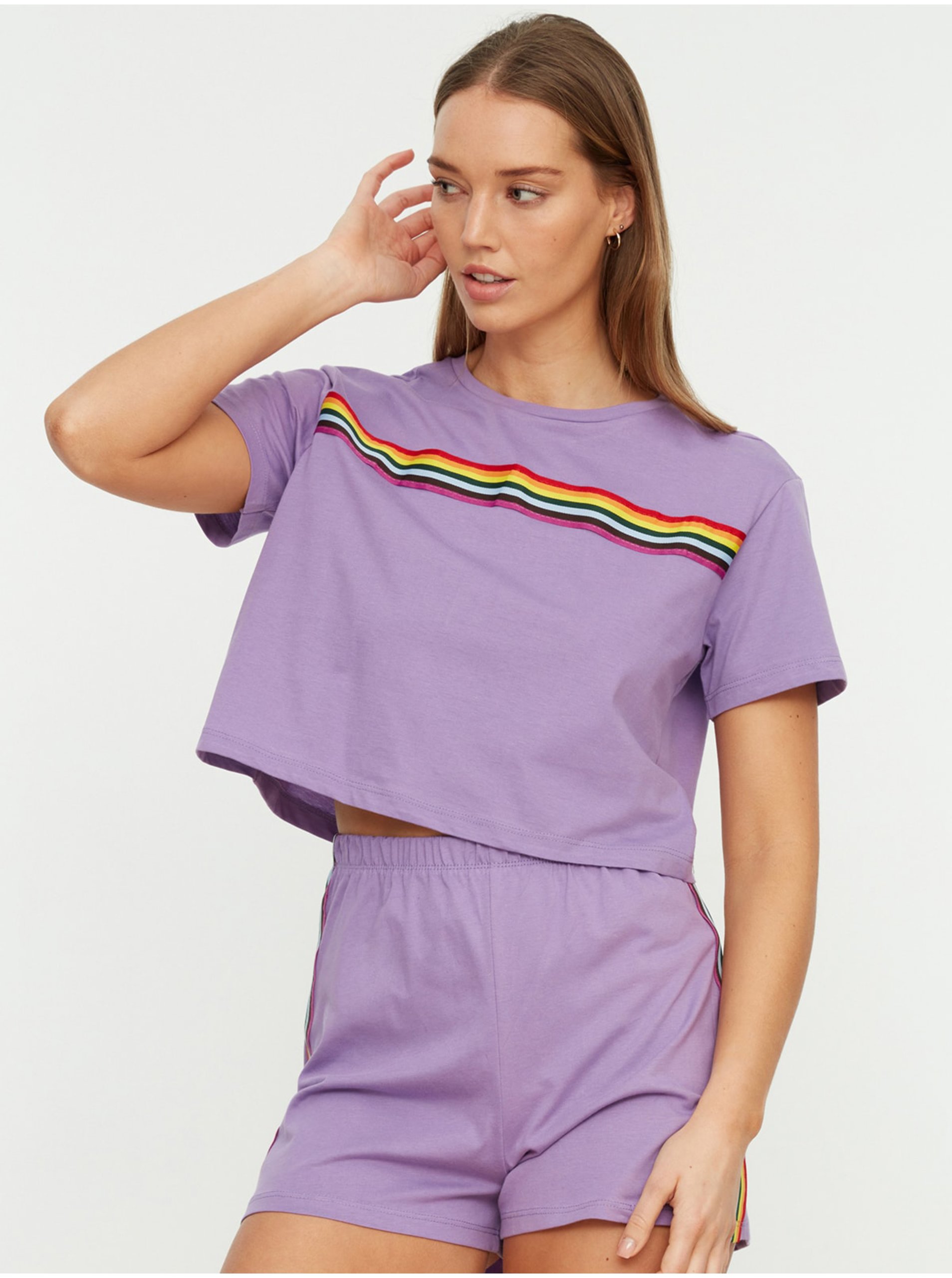 E-shop Fialové dámské pyžamo Trendyol