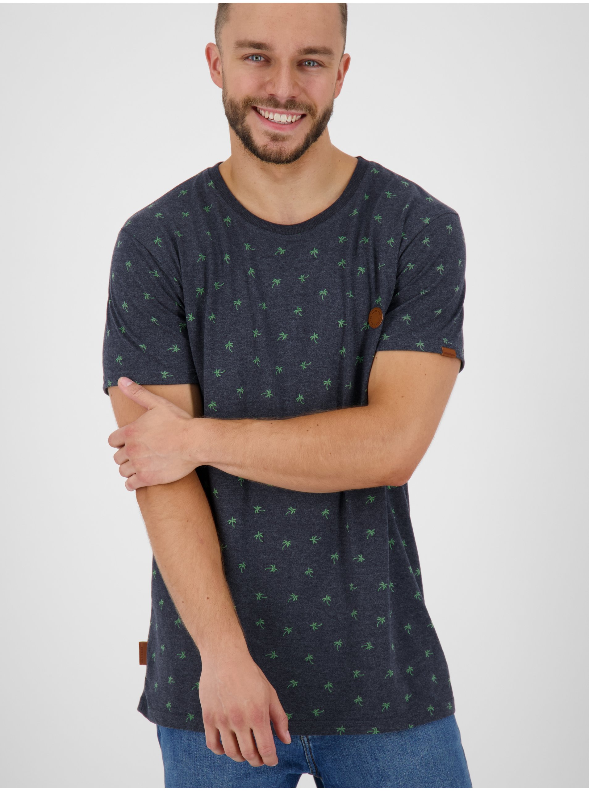 E-shop Tmavě šedé pánské vzorované tričko Alife and Kickin
