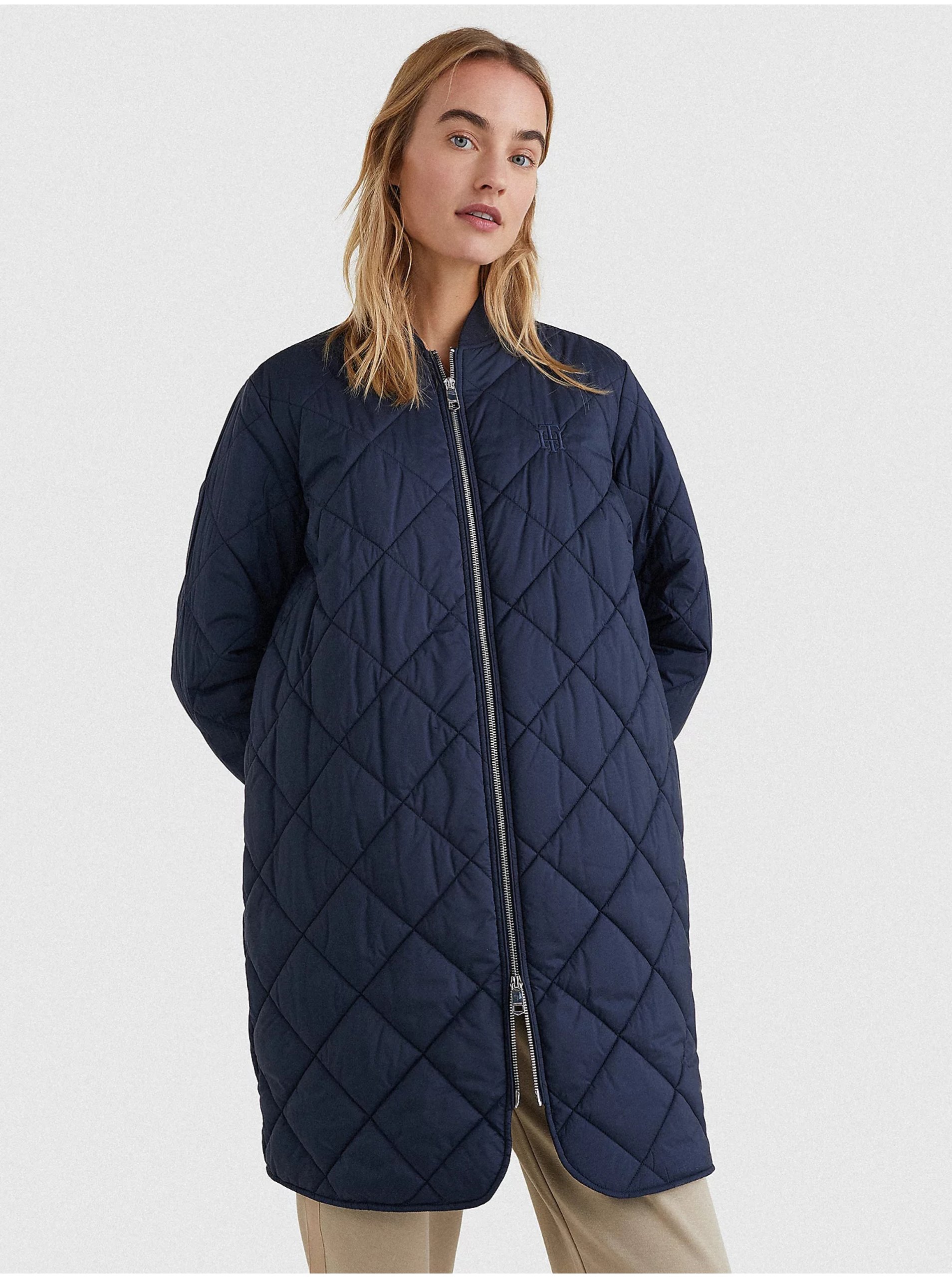 E-shop Tmavě modrý dámský prošívaný kabát Tommy Hilfiger