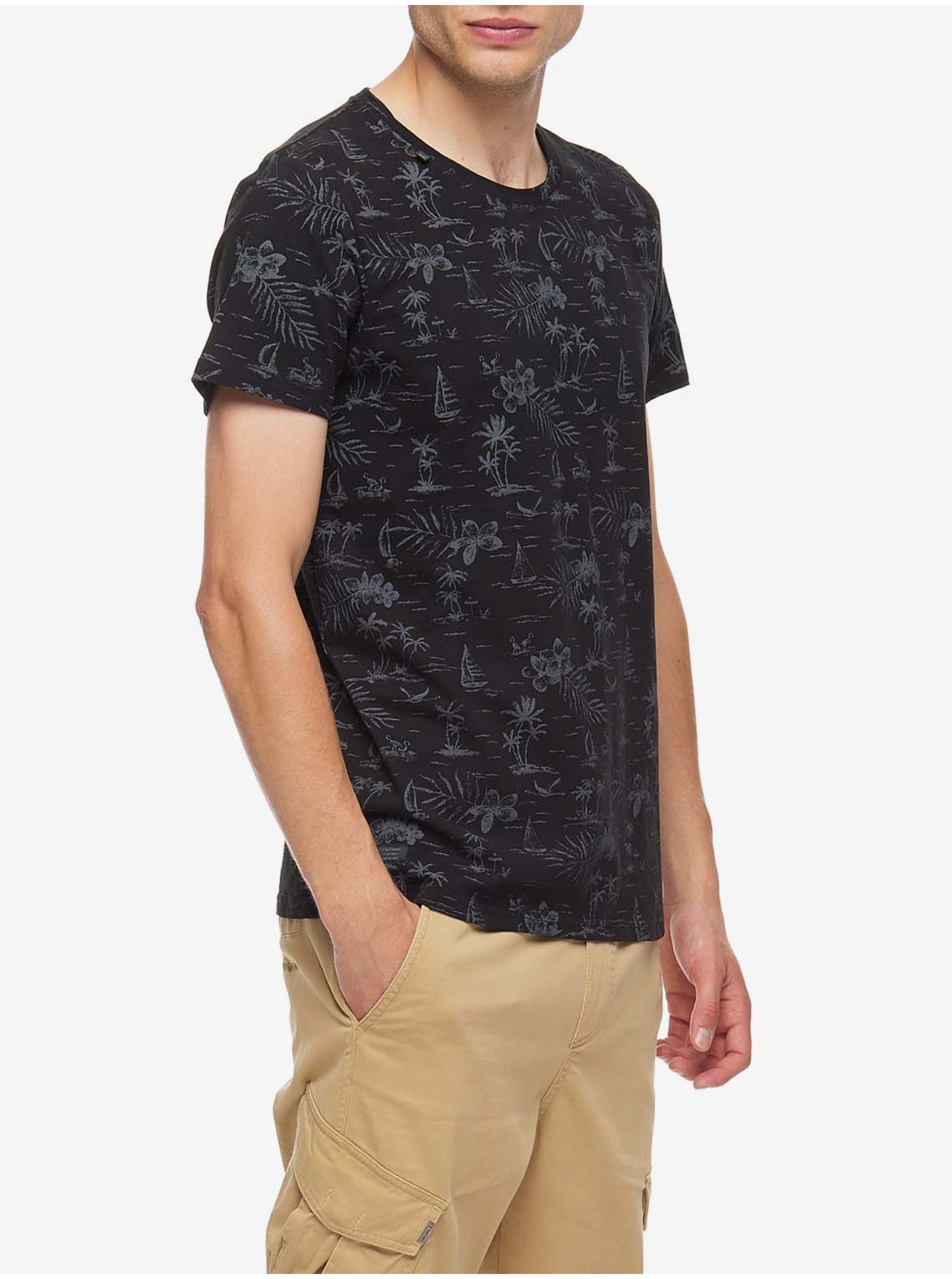 Levně Černé pánské vzorované tričko Ragwear Wanno
