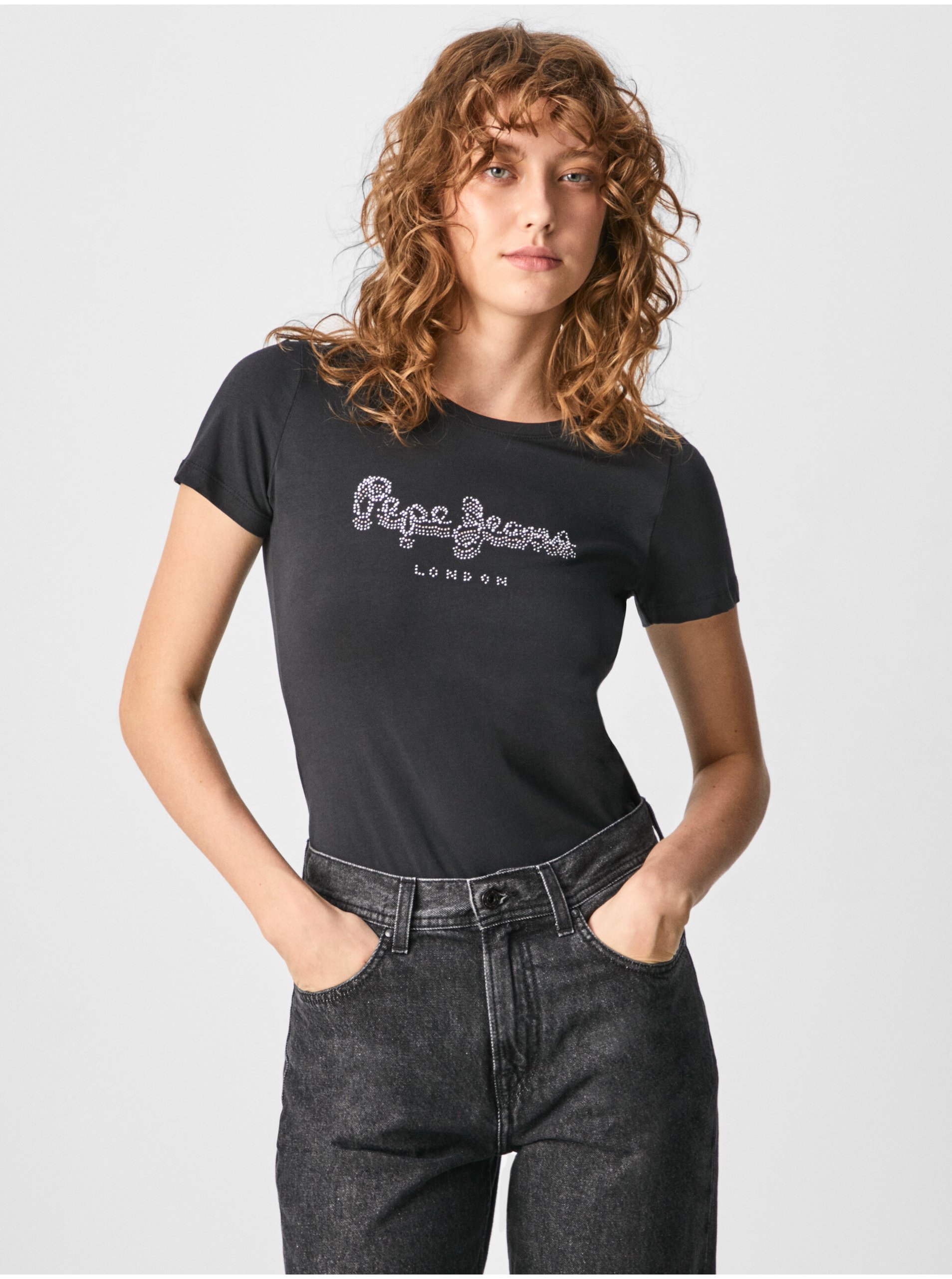 Lacno Tmavomodré dámske tričko Pepe Jeans Beatrice