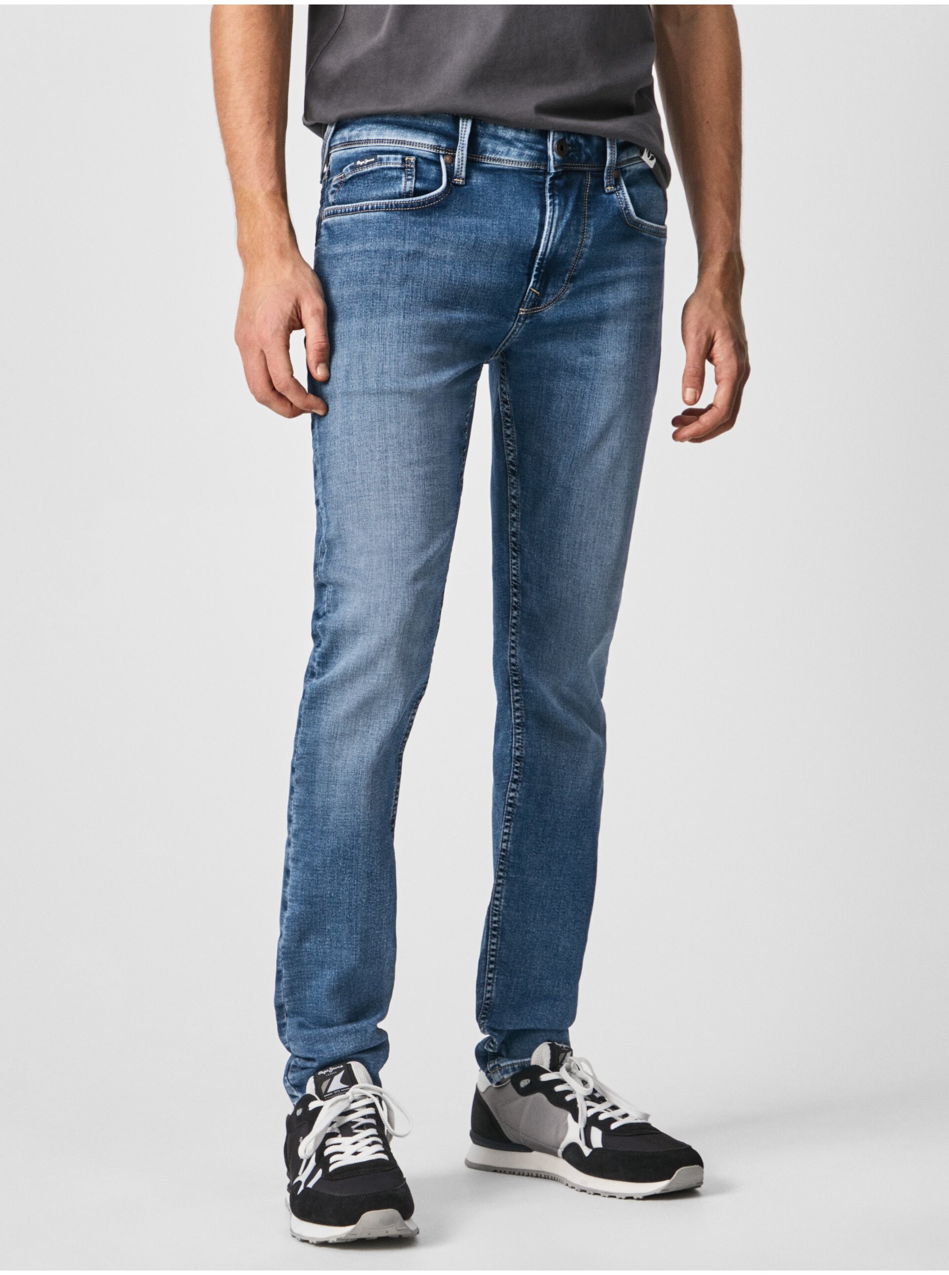 Lacno Modré pánske slim fit rifle Pepe Jeans Finsbury