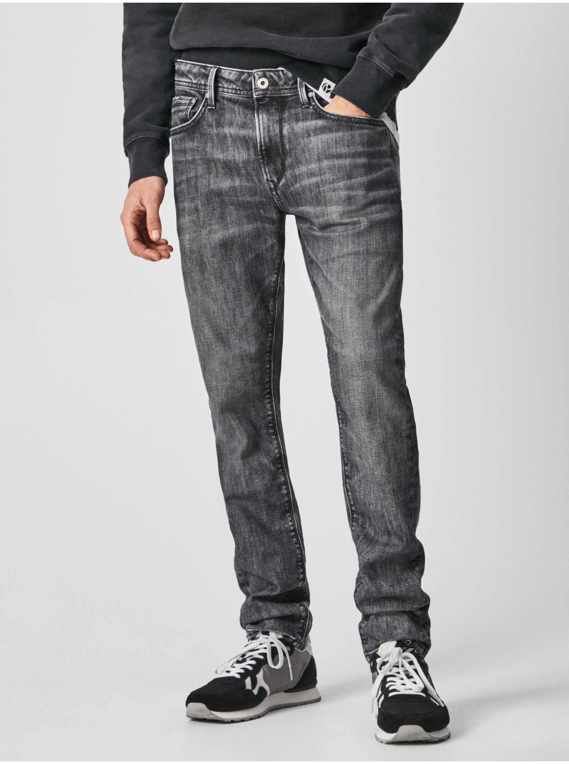 E-shop Šedé pánské slim fit džíny Pepe Jeans Stanley