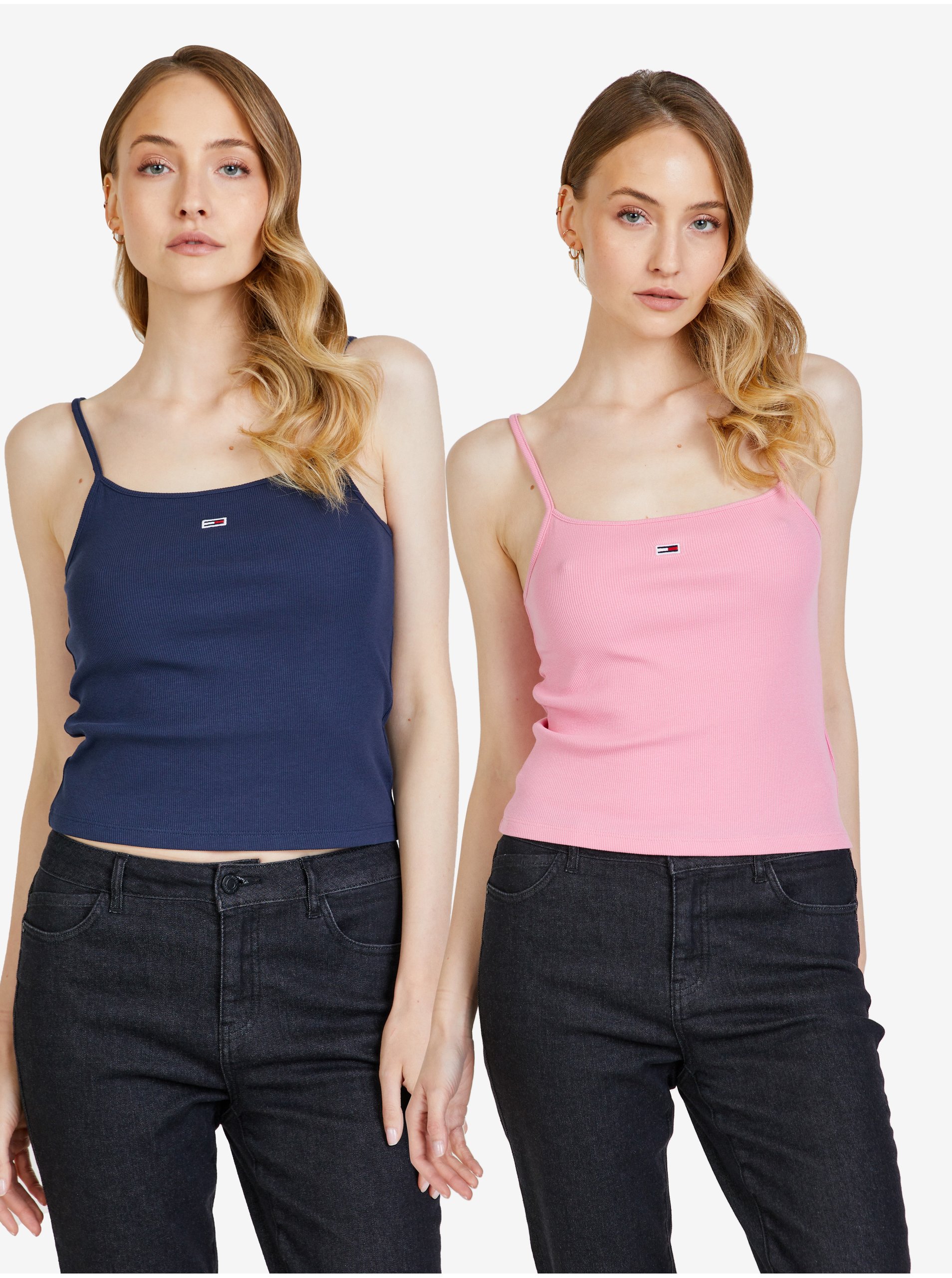 E-shop Sada dvoch dámskych tielok v ružovej a tmavomodrej farbe Tommy Jeans