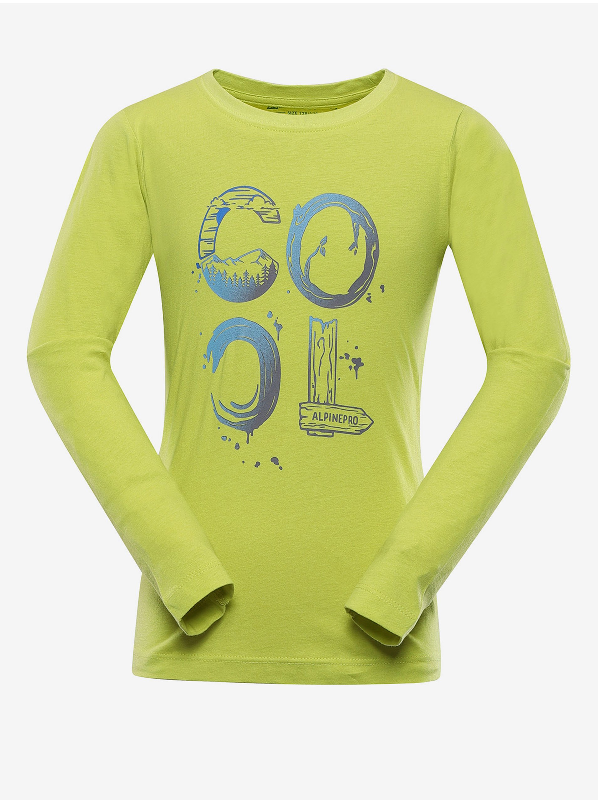 Levně Světle zelené dětské tričko s potiskem Alpine Pro GWAINO