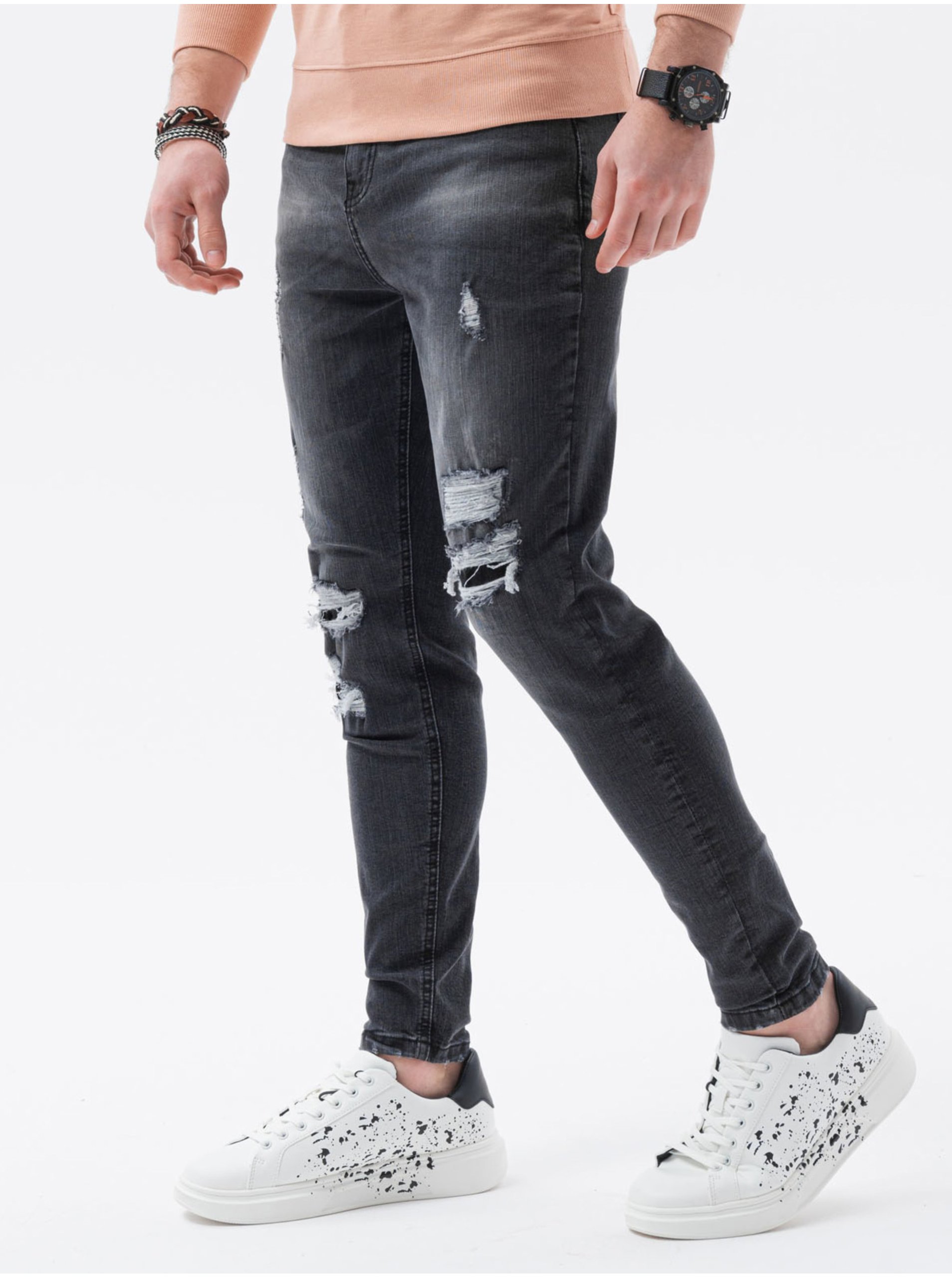 E-shop Černé pánské džíny Ombre Clothing P1078