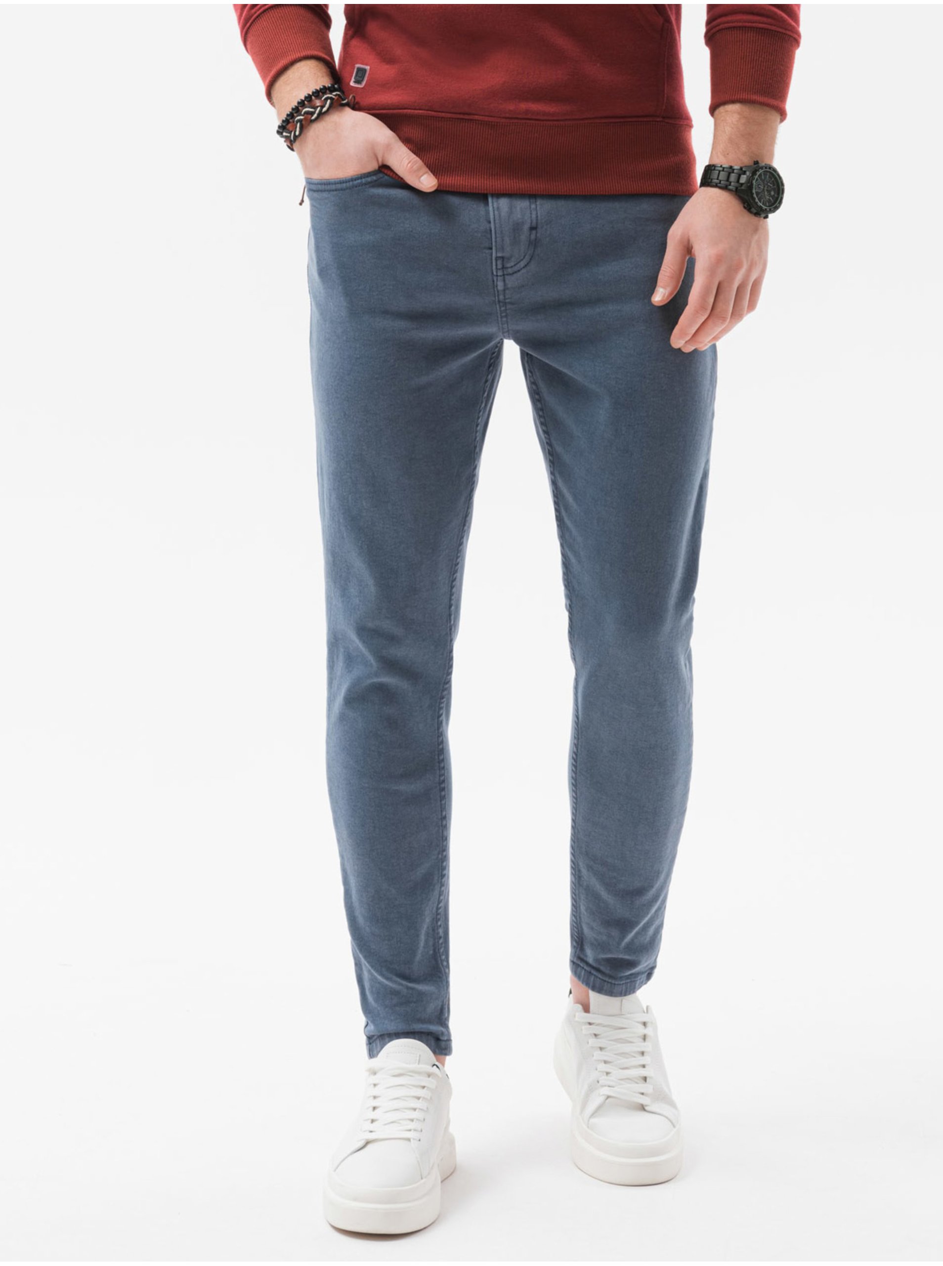 E-shop Tmavě modré pánské džíny Ombre Clothing P1058