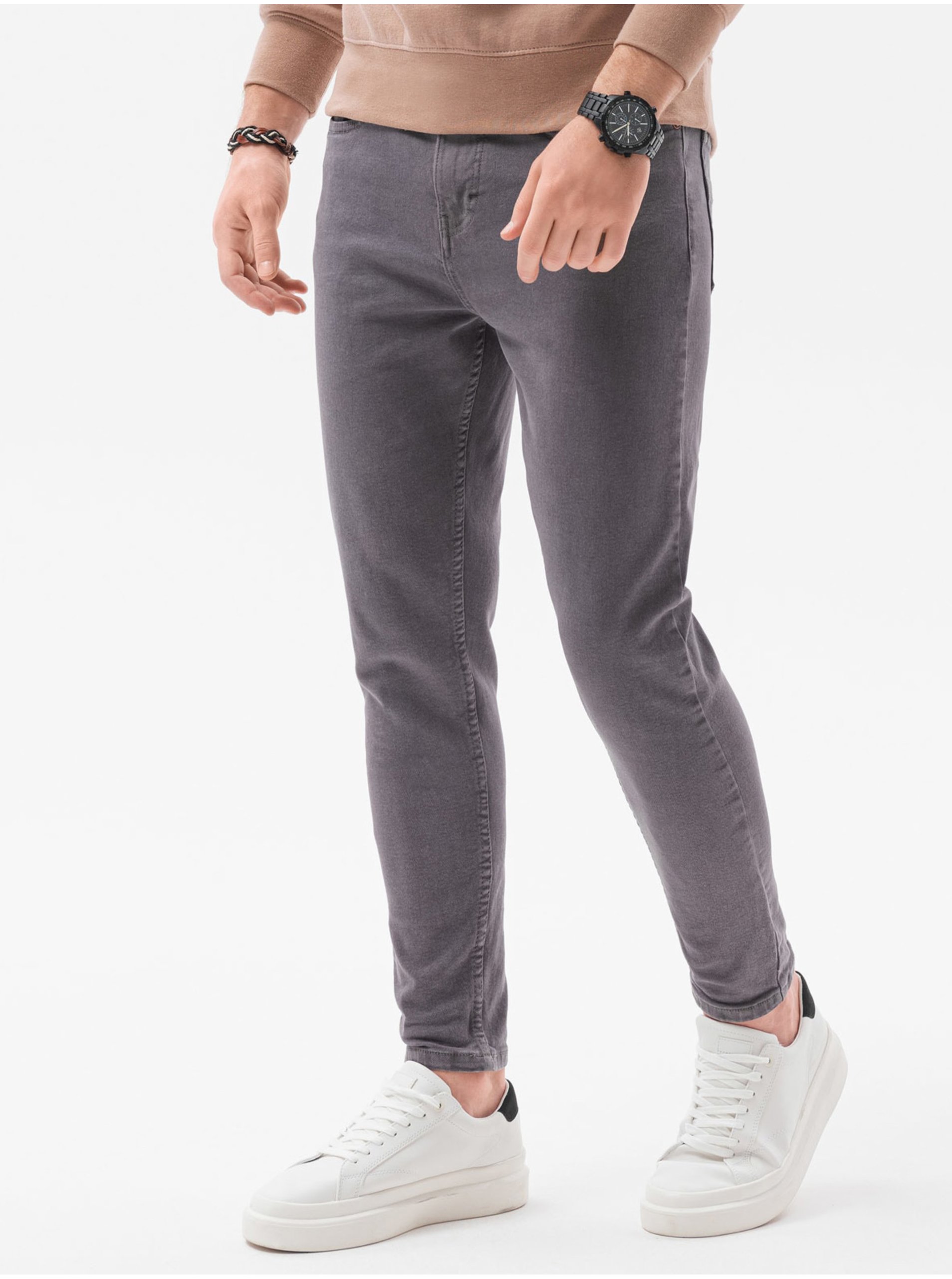 E-shop Tmavě šedé pánské džíny Ombre Clothing P1058