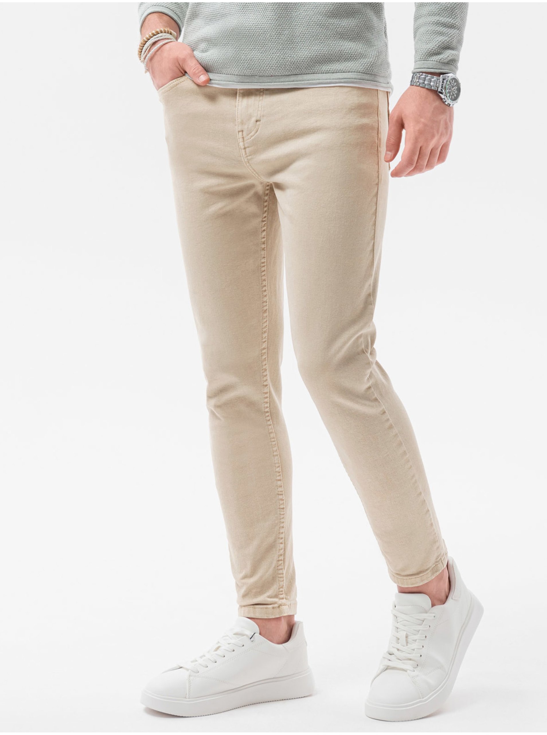 E-shop Béžové pánské džíny Ombre Clothing P1058